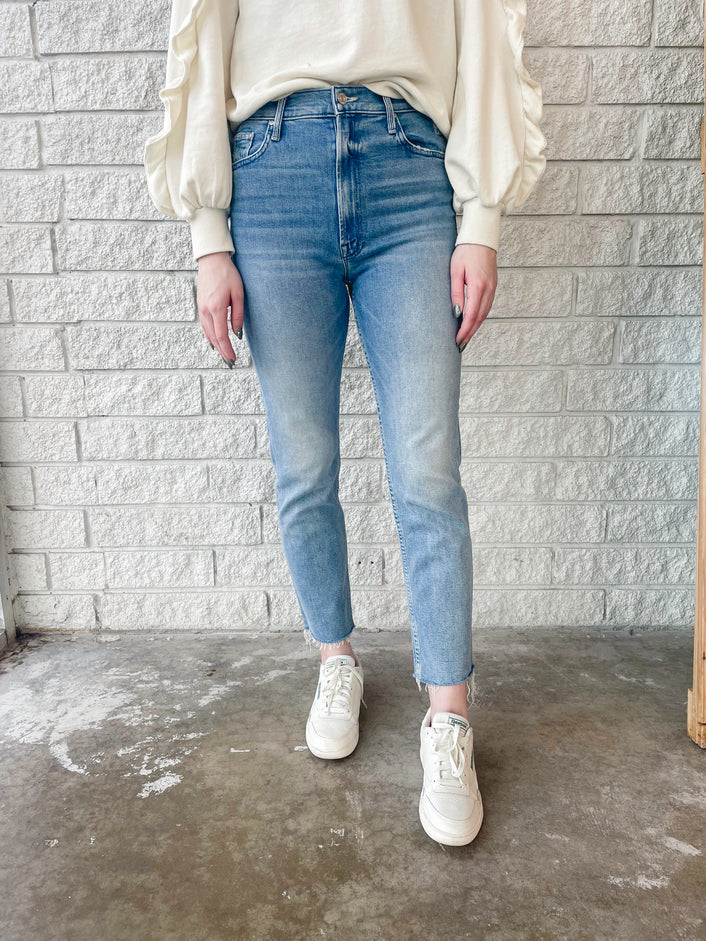 High Waisted Rider Ankle Fray Jean