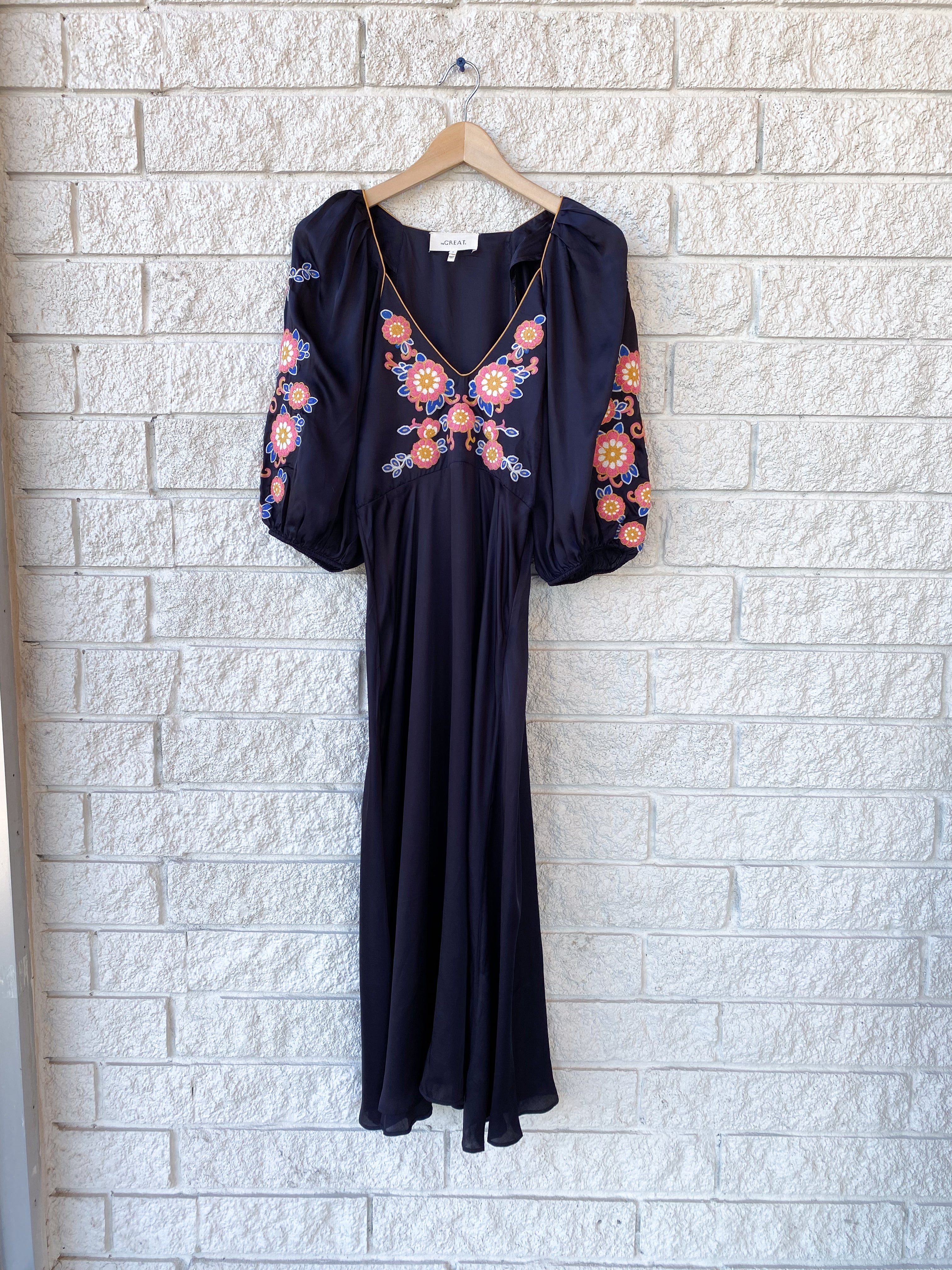 Zara blue embroidered outlet dress