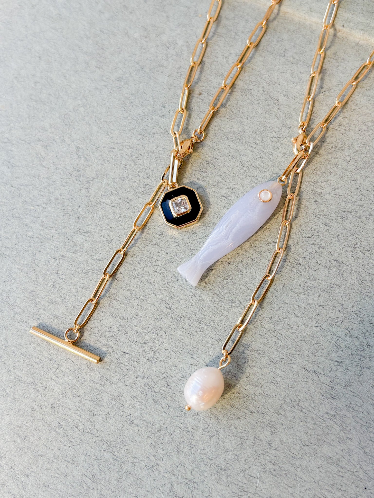 Fortuna Blue Lace Lariat Necklace