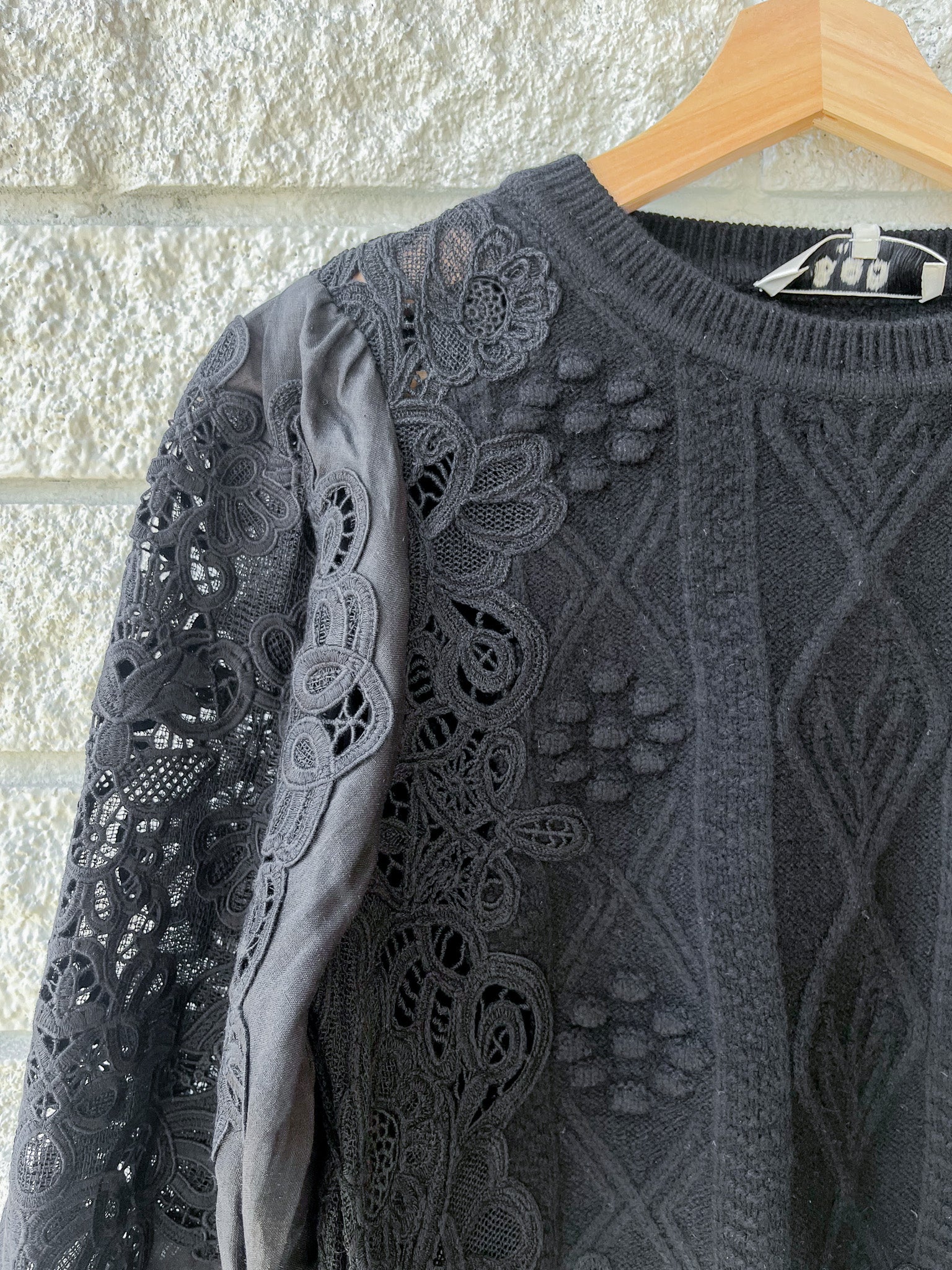 Vania Lace Combo Sleeve Sweater