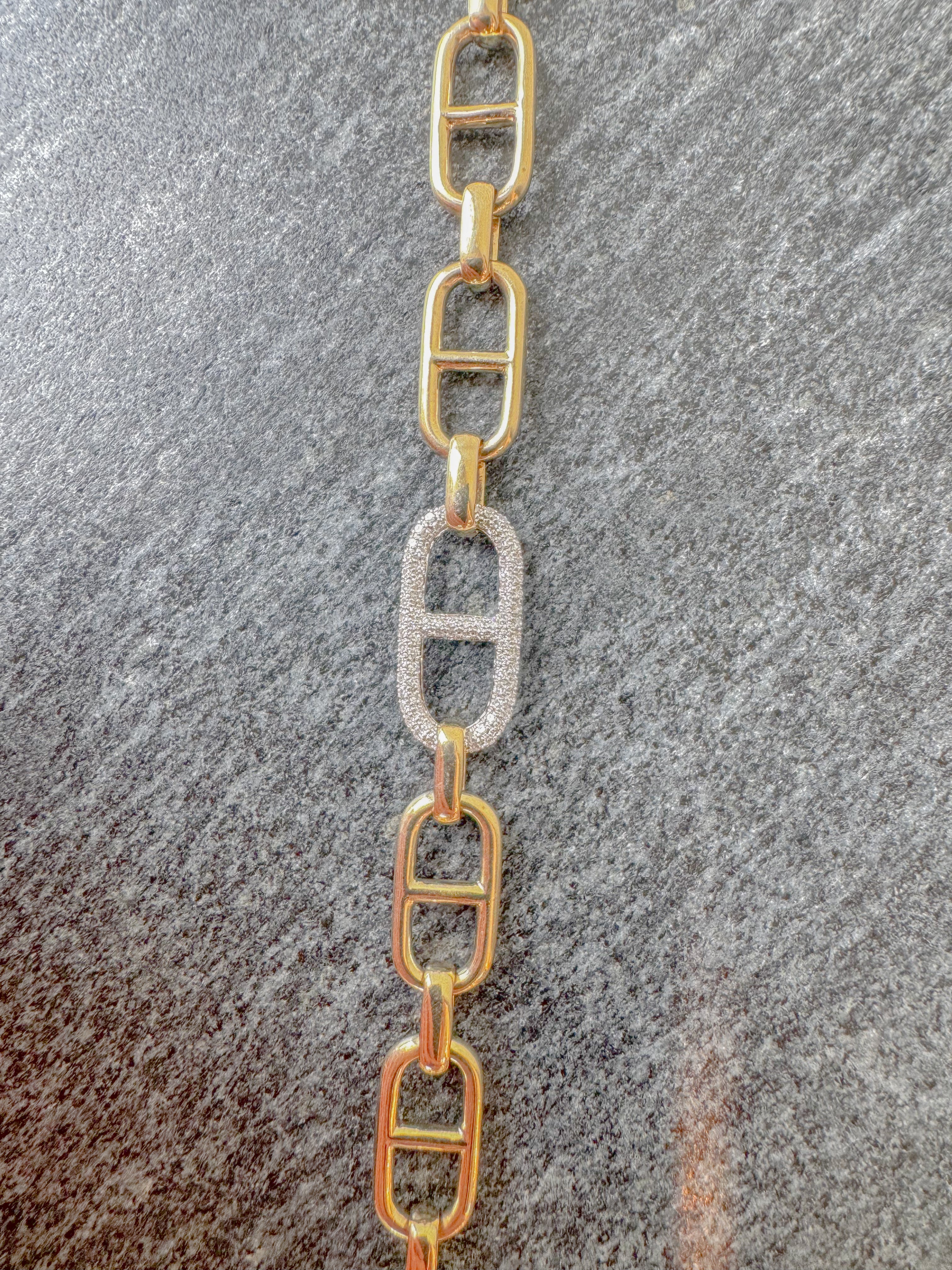 Stirrup Chain with Stirrup Pave Link Bracelet