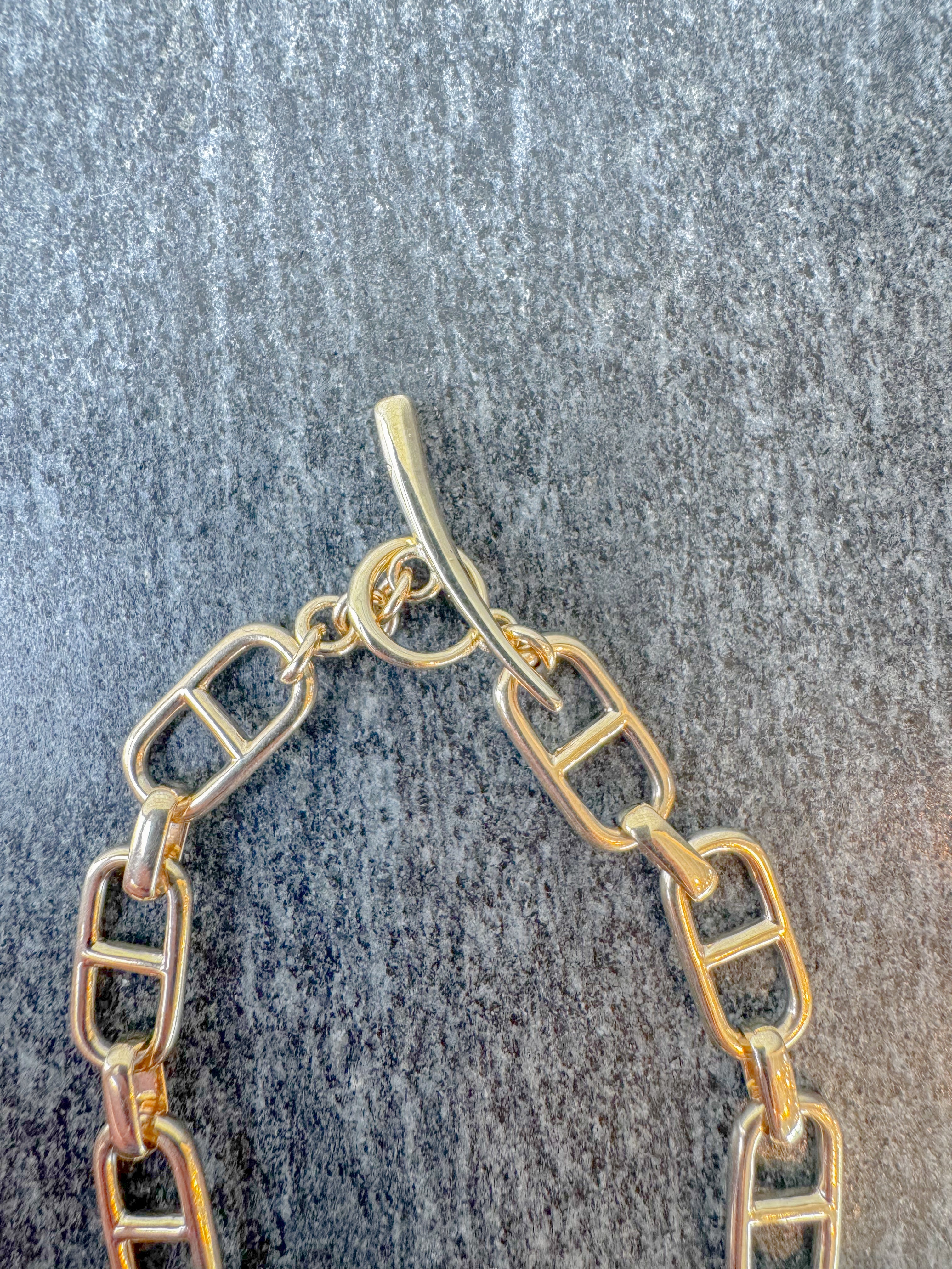 Stirrup Chain with Stirrup Pave Link Bracelet