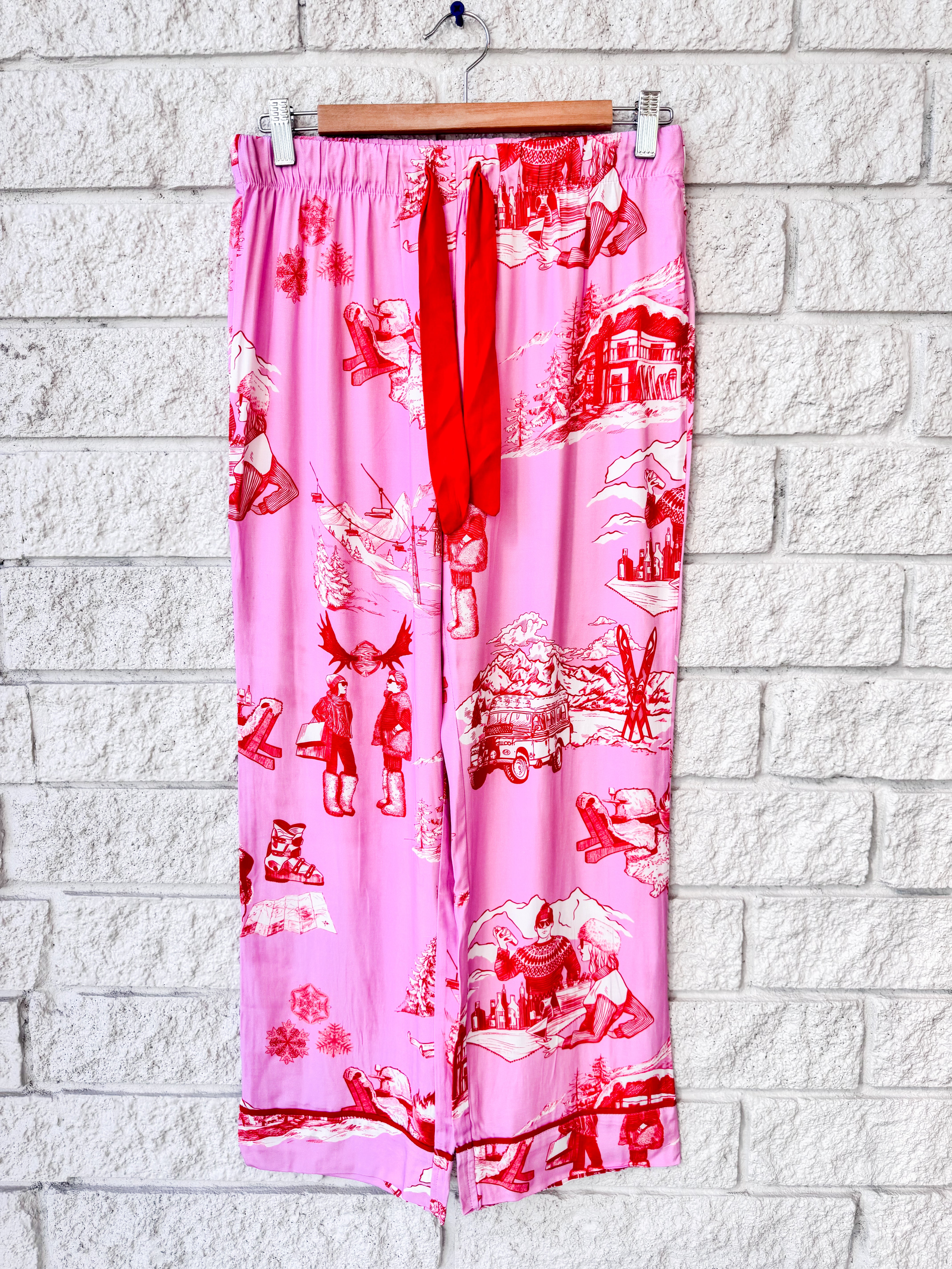 Après Ski Toile Long Sleeve Pajama Pants Set