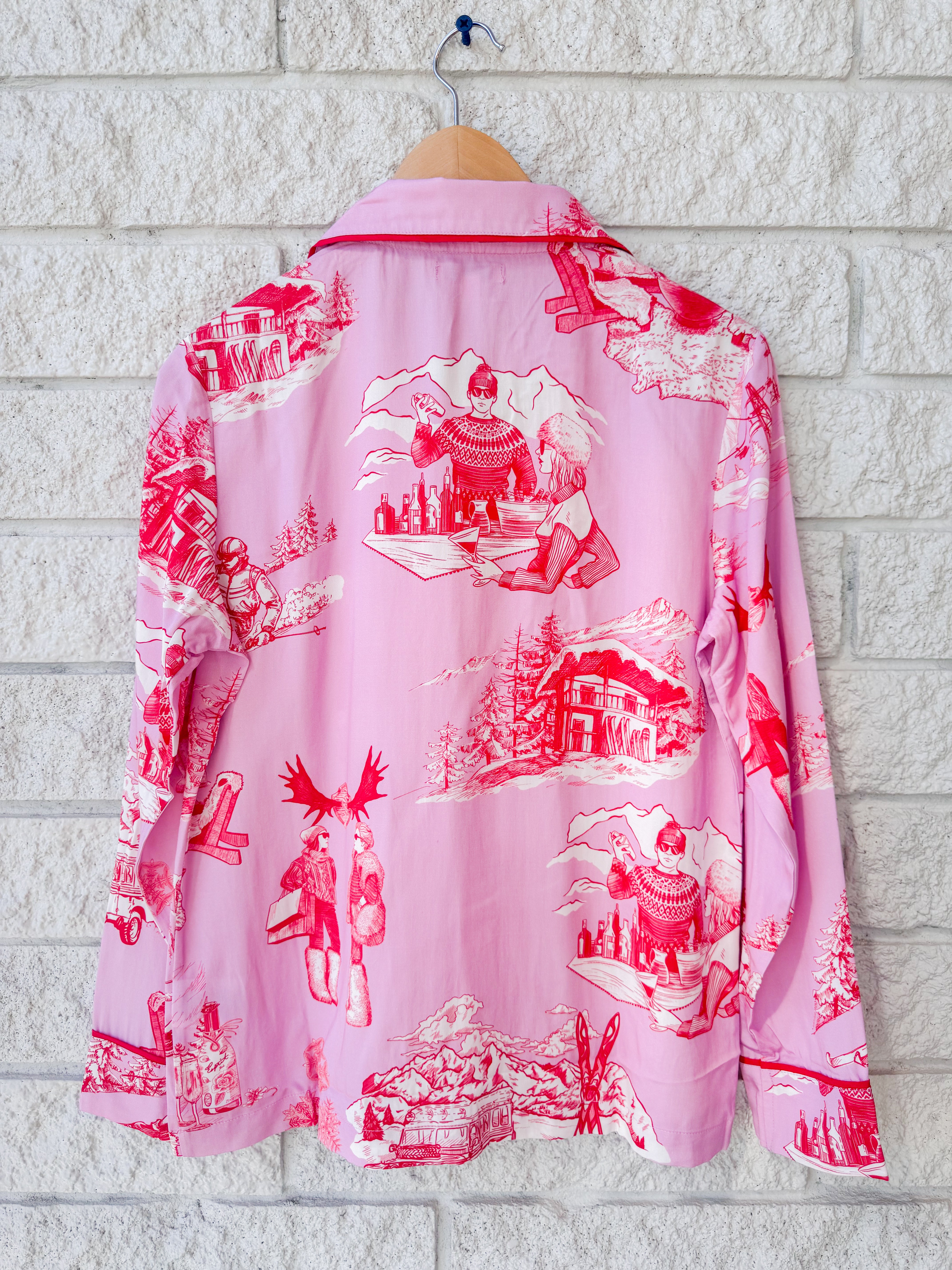 Après Ski Toile Long Sleeve Pajama Pants Set