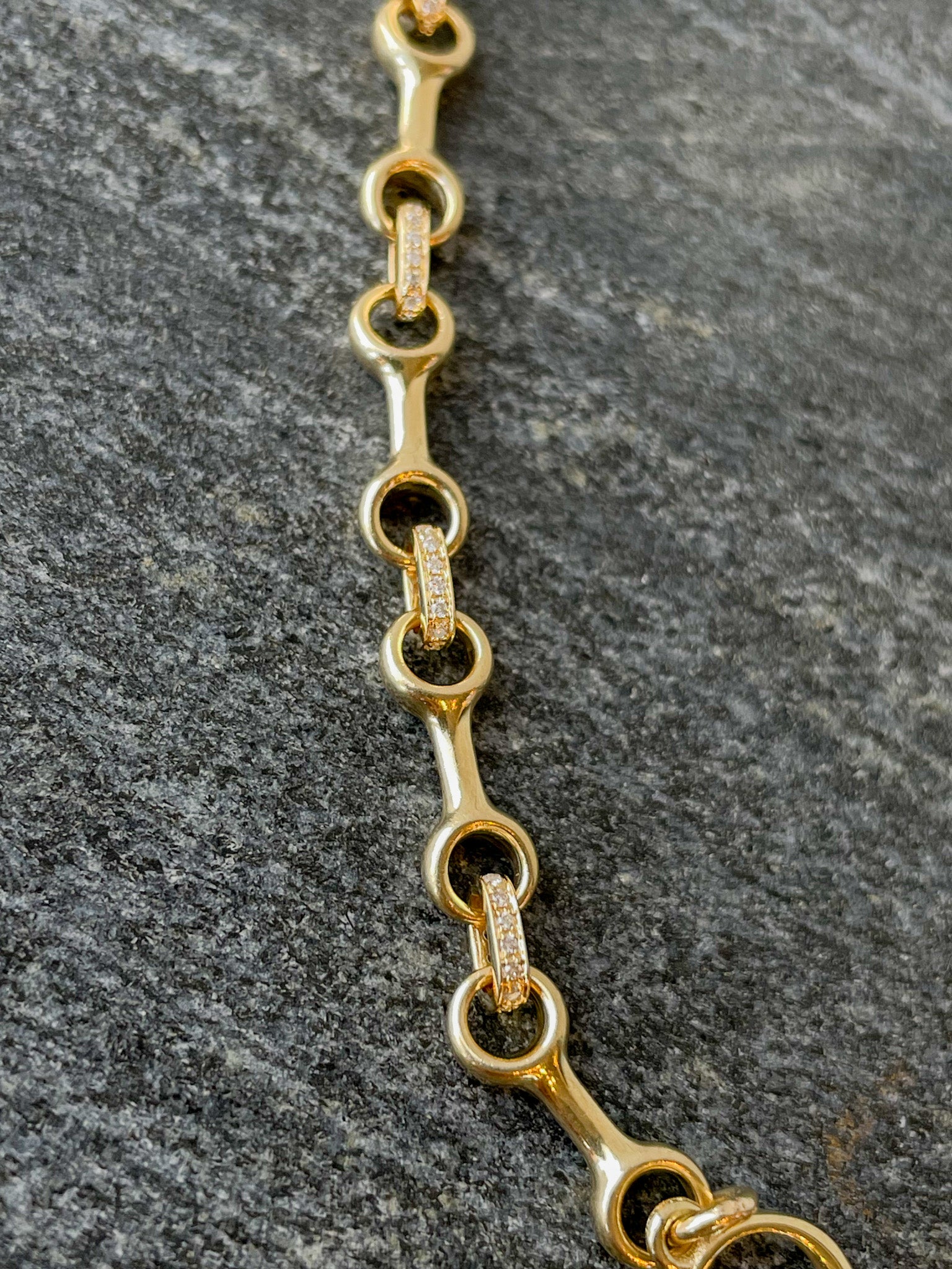 15 MM Double Beam Connector Bracelet with Pave Diamonds