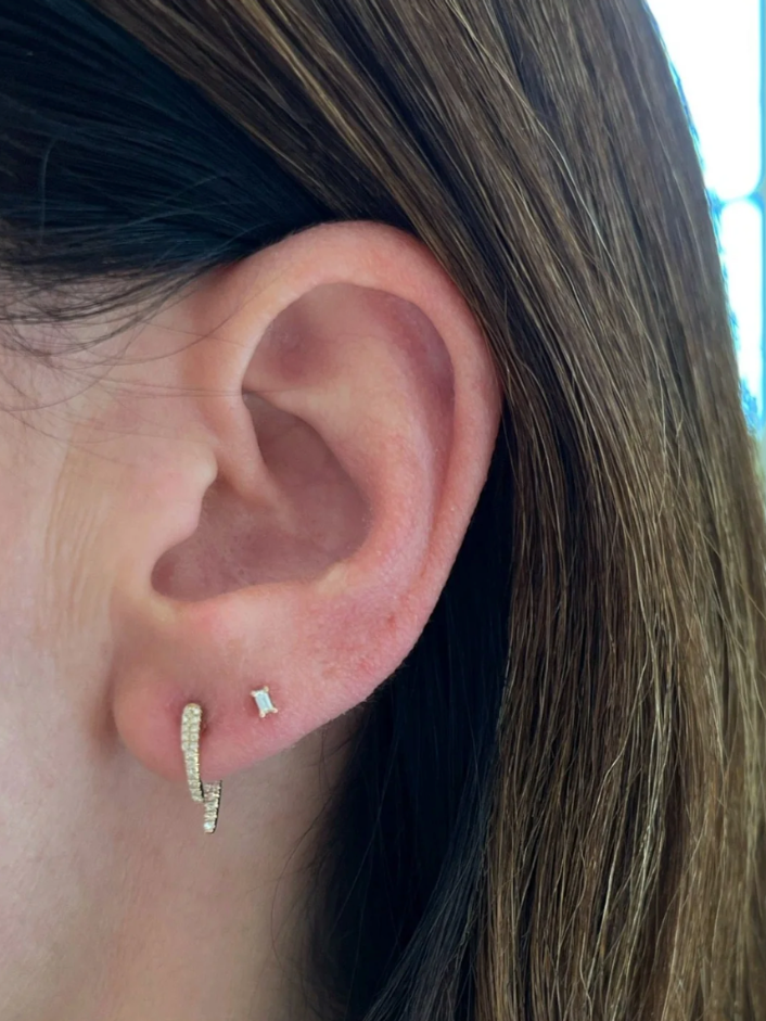 14K Single Mini Diamond Hook Earring