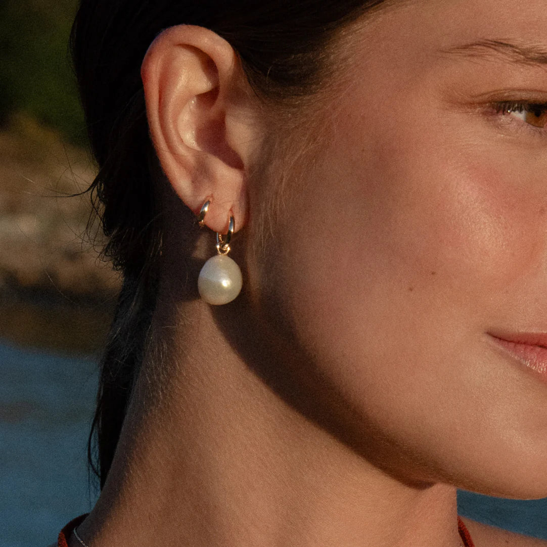 Talia Pearl Hoop Earrings