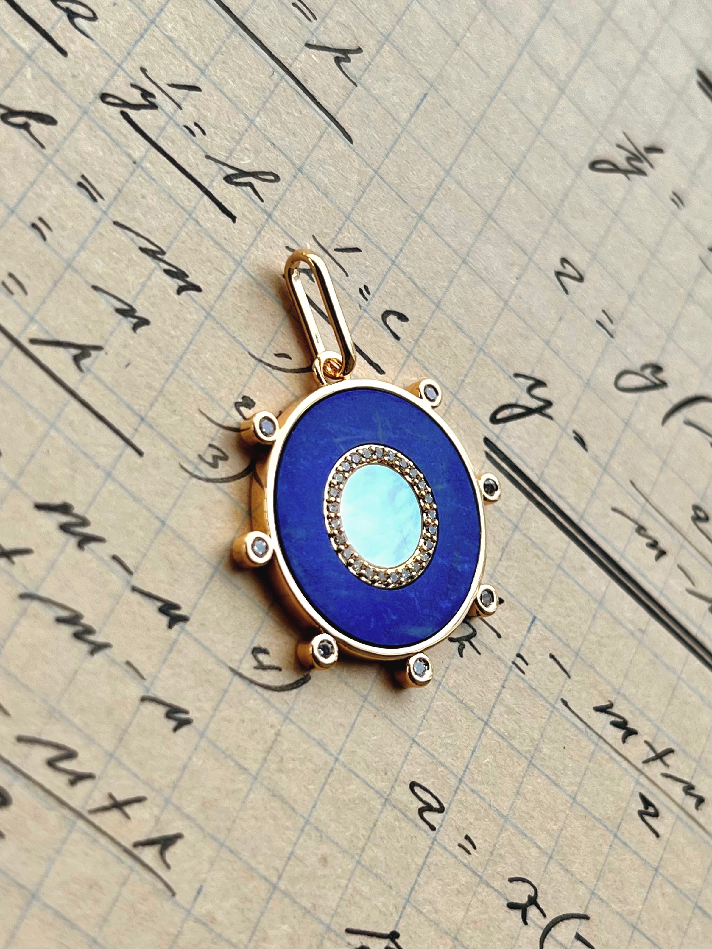 Soleil Lapis and Mother Of Pearl Charm