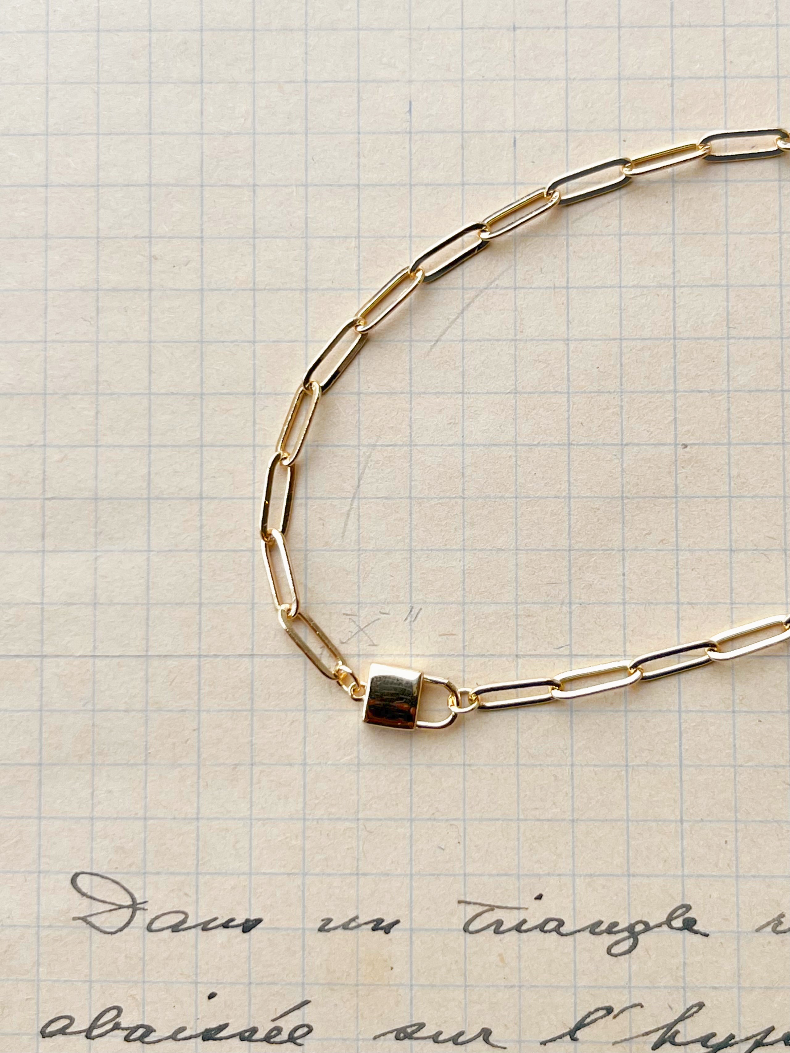 Jessa Lock Bracelet: 14k Gold Plated