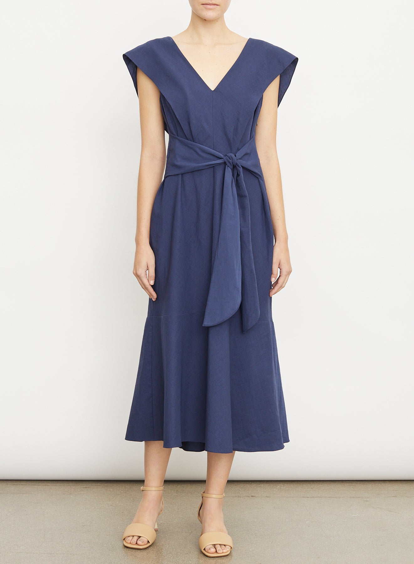 V Neck Flutter Sleeve Dress