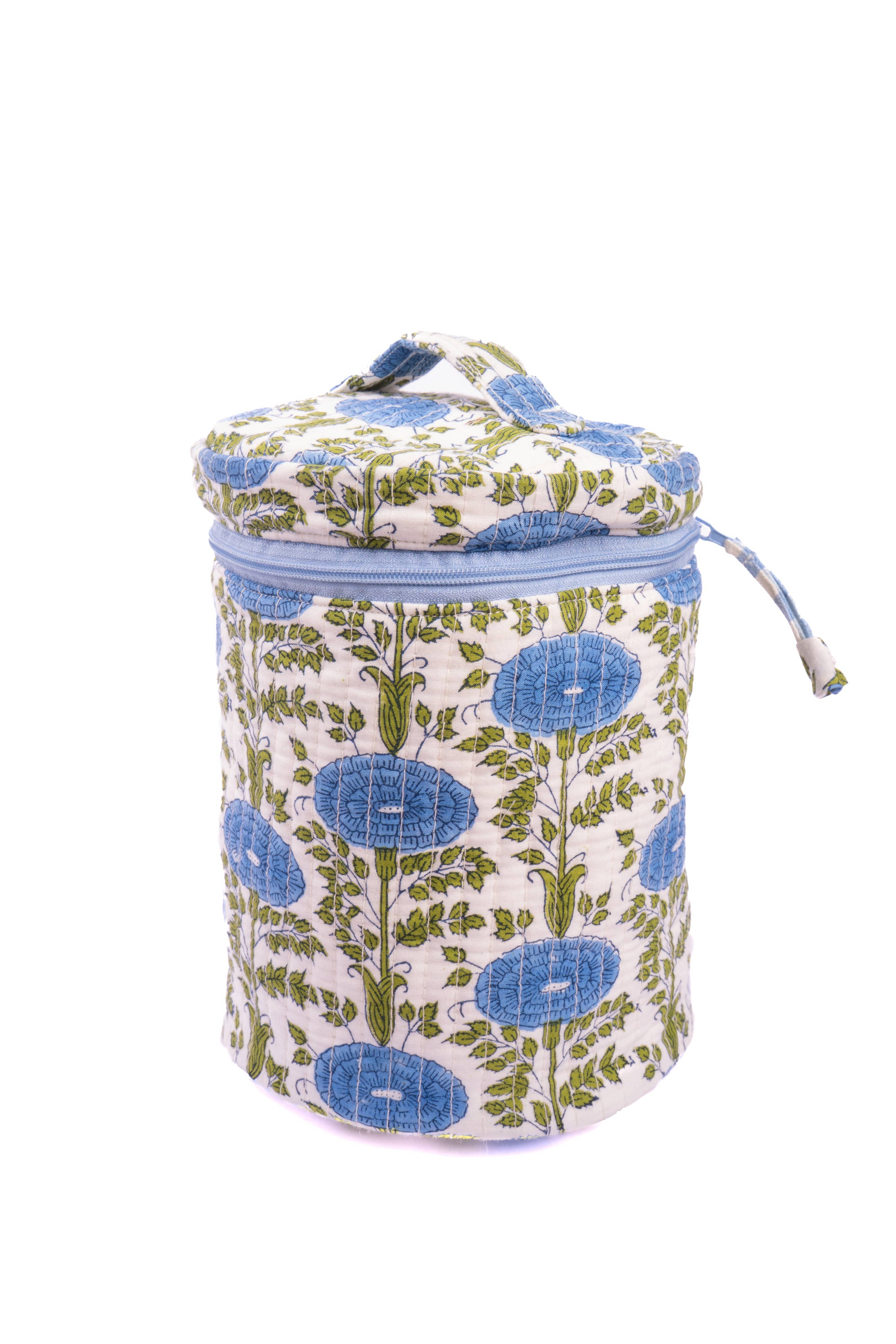 (Available 12/1) Blue Araminta Round Upright Makeup Bag
