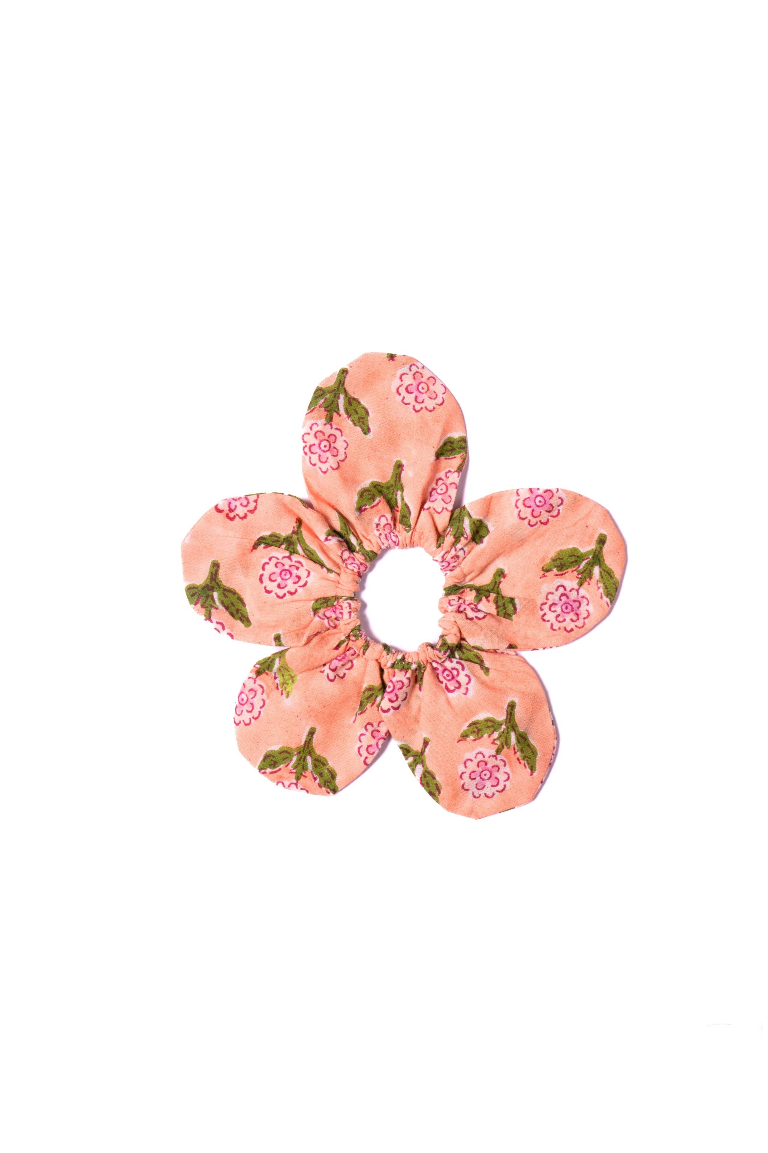 (Available 12/1) Jaipur Block Print Flower Scrunchie Set in Pink