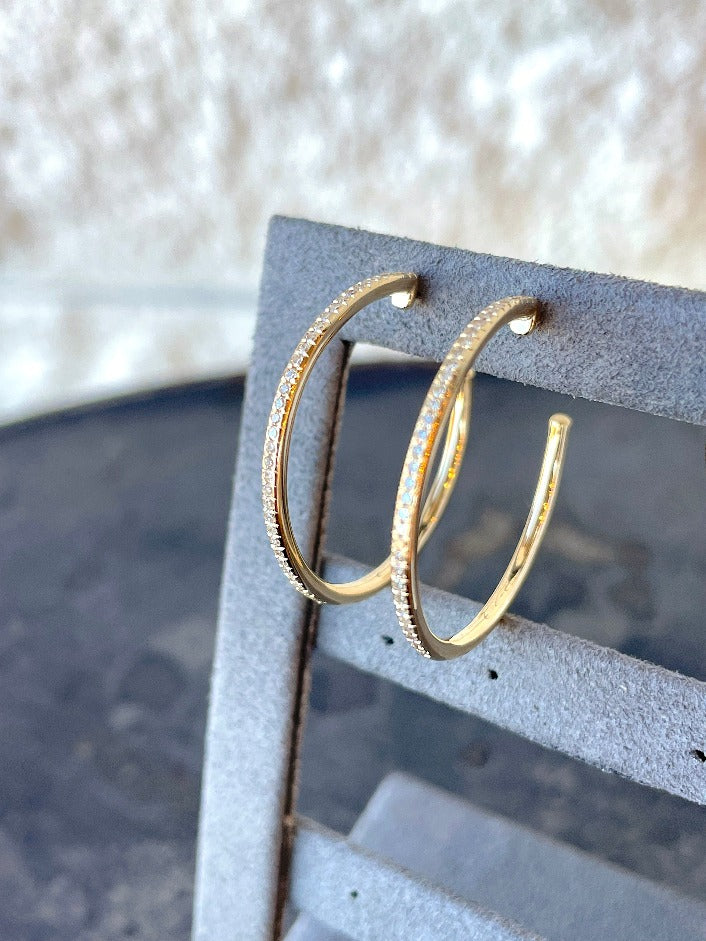 EF Collection Half Diamond Hoop Earring Prefontaine