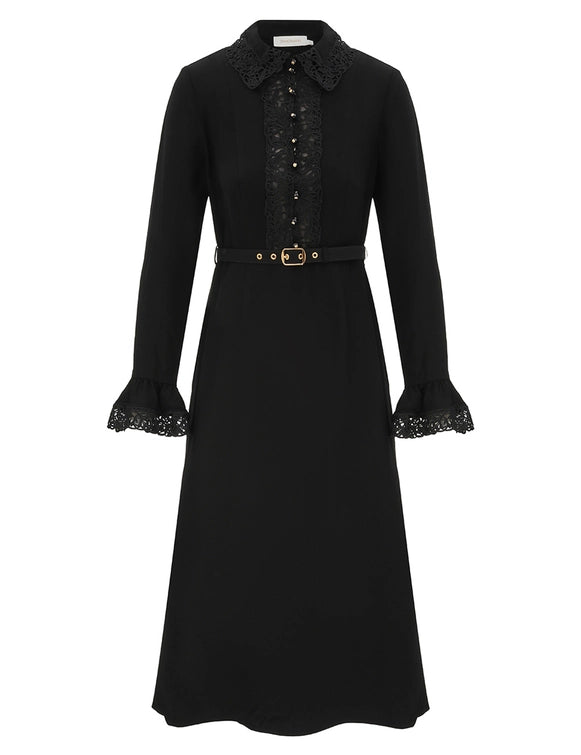 Lace Trim Midi Dress