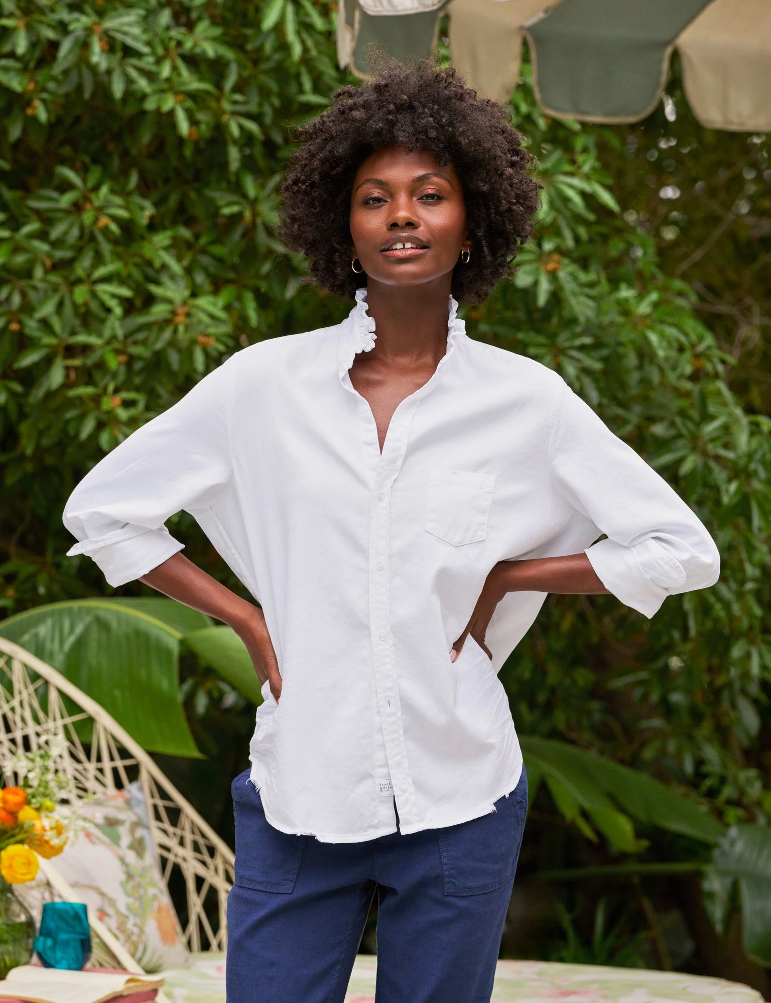Eileen Ruffle Collar Button Up Shirt