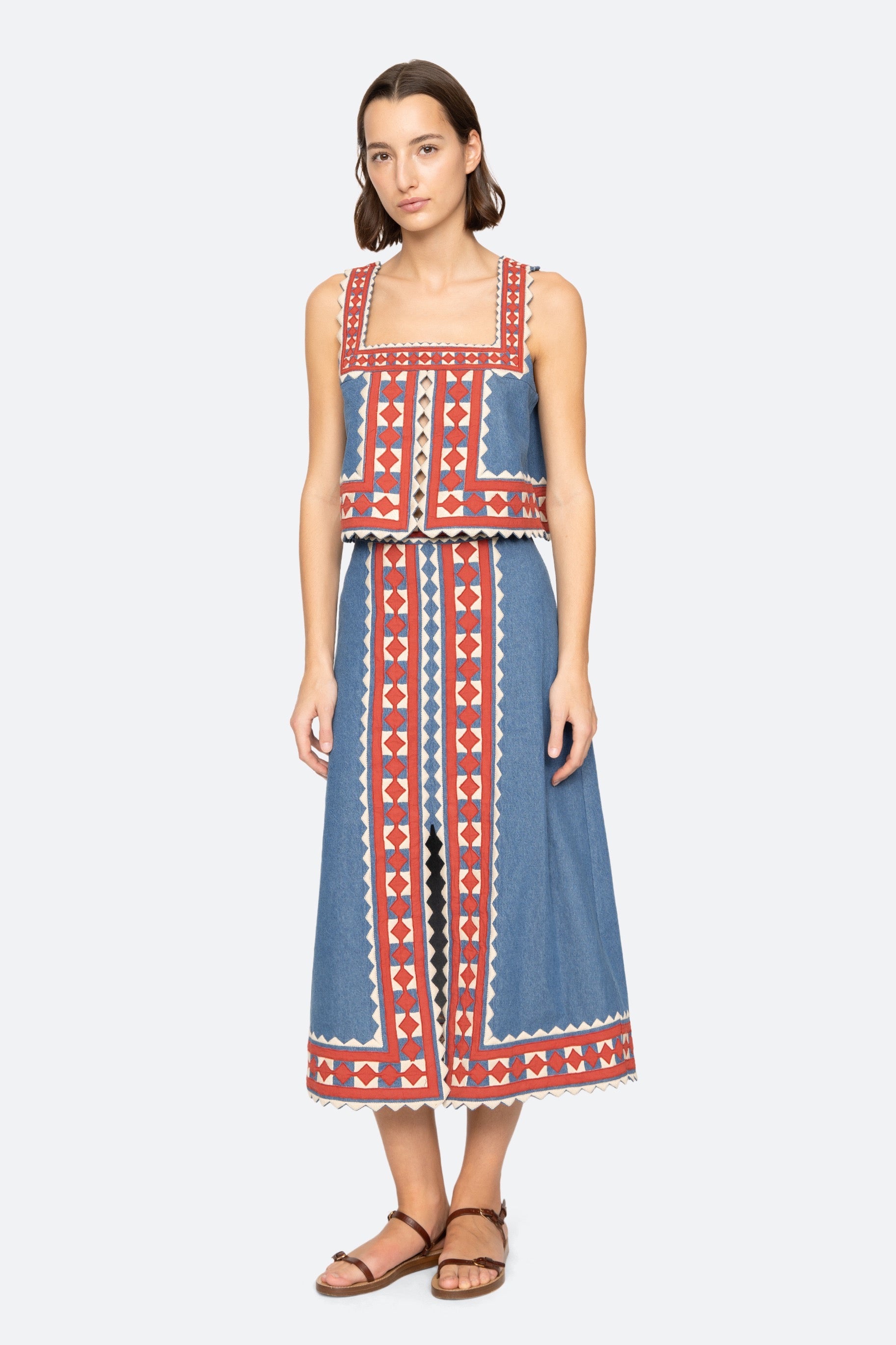 Stina Chambray Midi Skirt