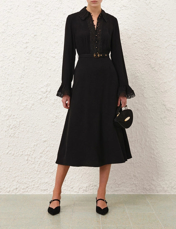 Lace Trim Midi Dress