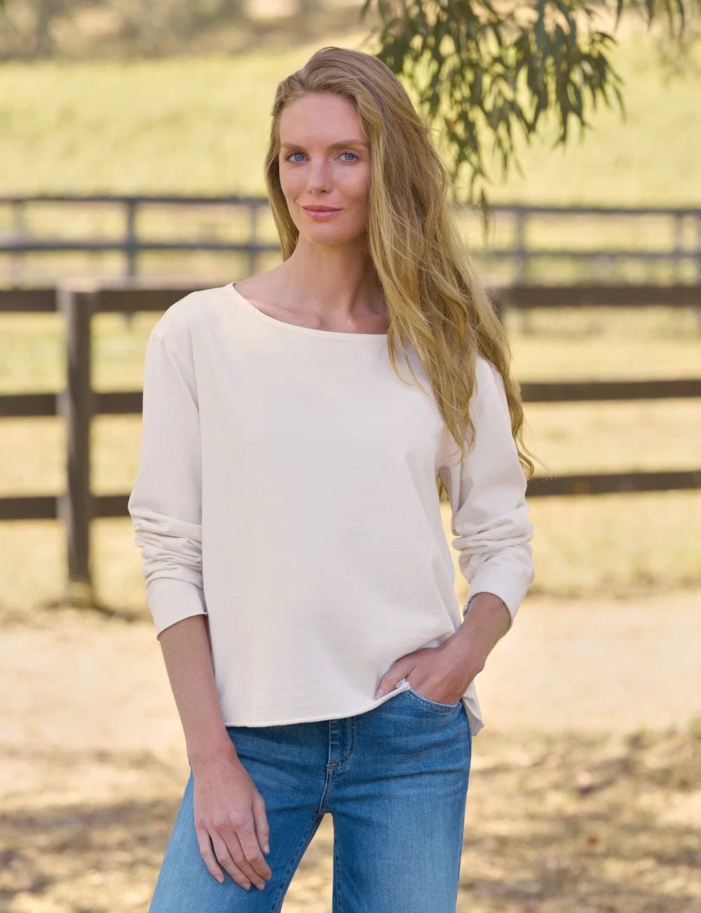 Ella Long-Sleeved Boatneck Tee