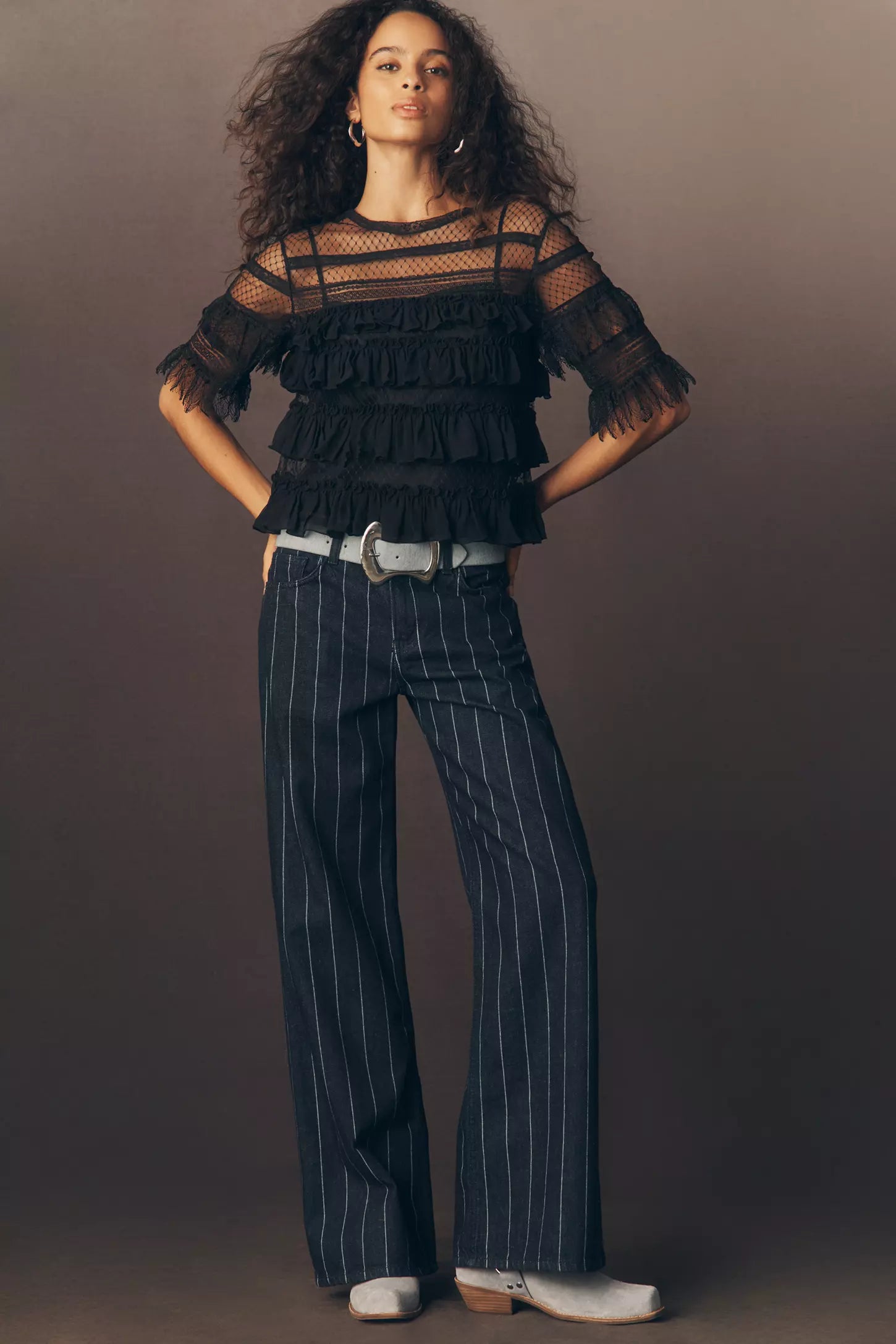 The Winter Mesh Flounce Top