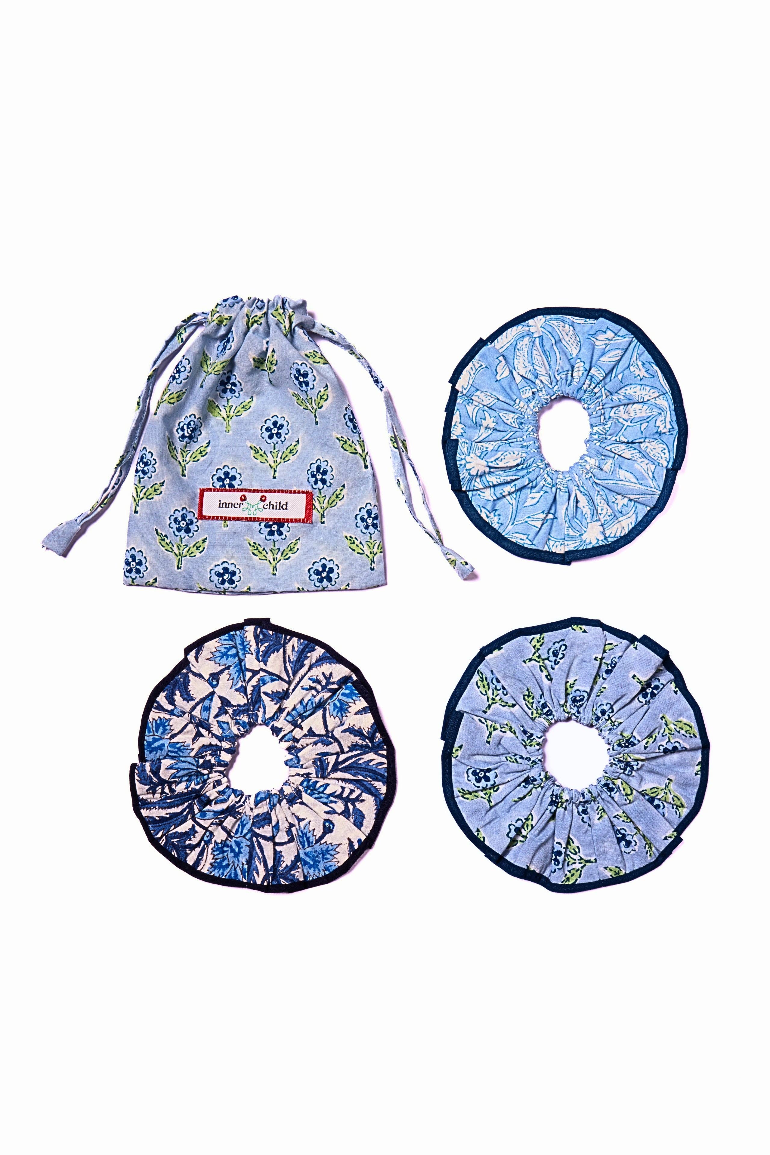 (Available 12/1)  Blue Charleston Scrunchie Set