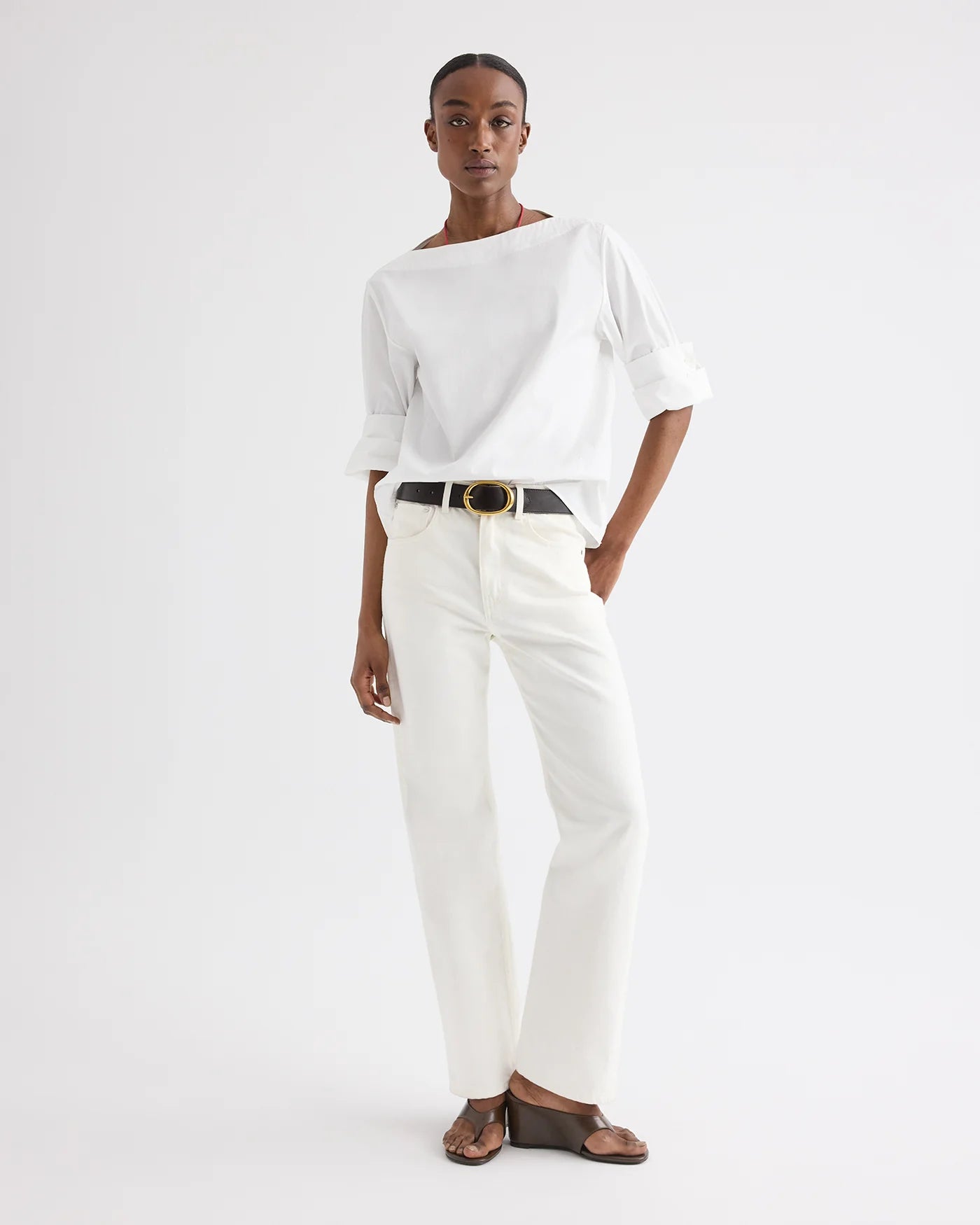 Boat Neck W Double Rolled Sleeve