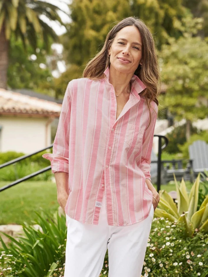 Eileen Relaxed Button Up - Pink Multi Stripe