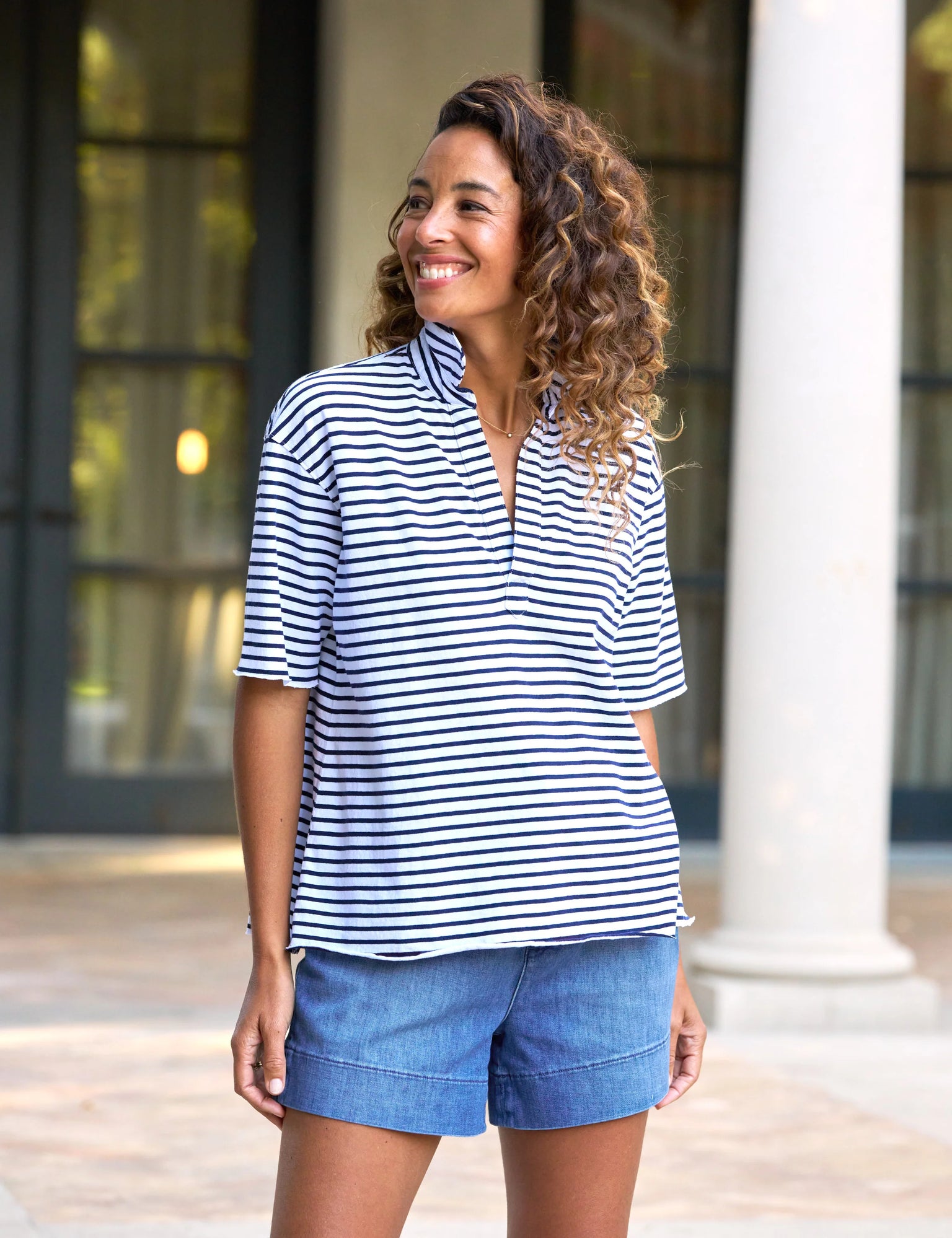 Patty Short-Sleeve Popover  Henley