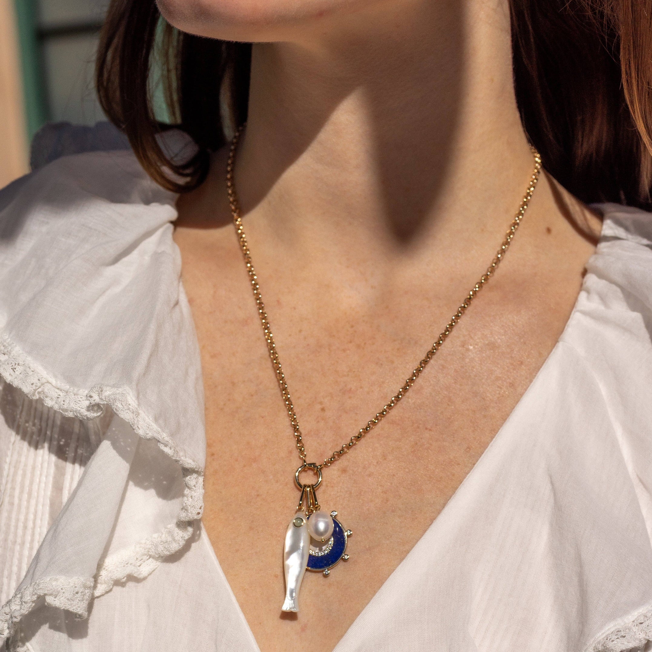 Soleil Lapis and Mother Of Pearl Charm