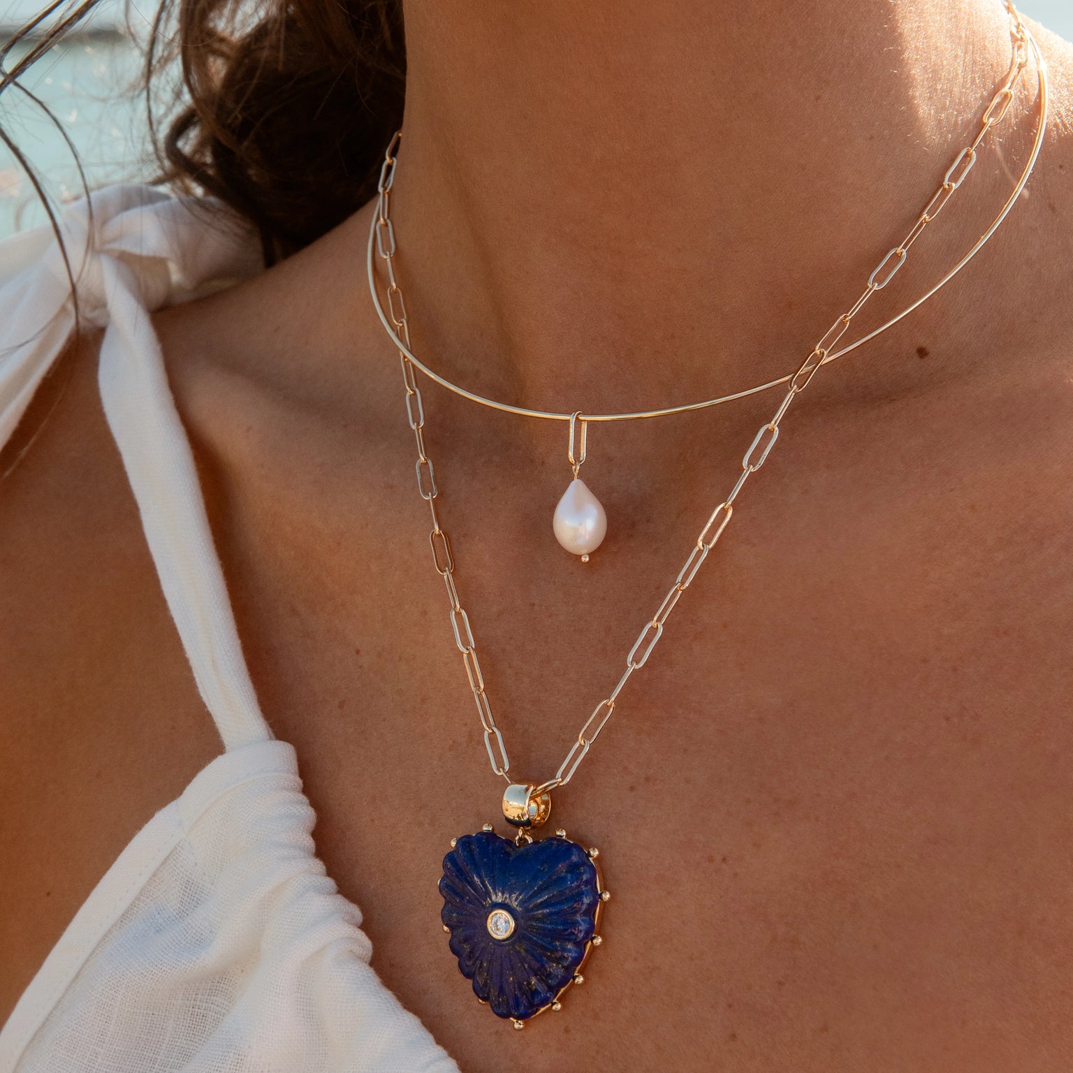 Malene Lapis Clip Necklace