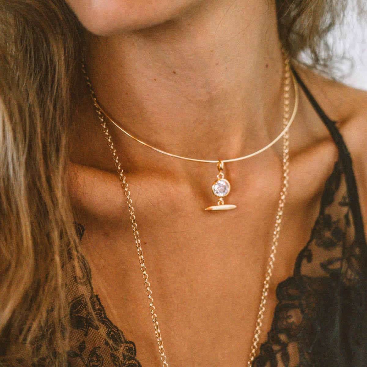 Dottie CZ Toggle Charm: 14k Gold Plated