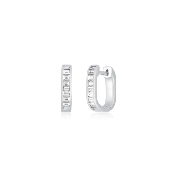 14K Diamond Baguette Jumbo Lola Huggie Earring