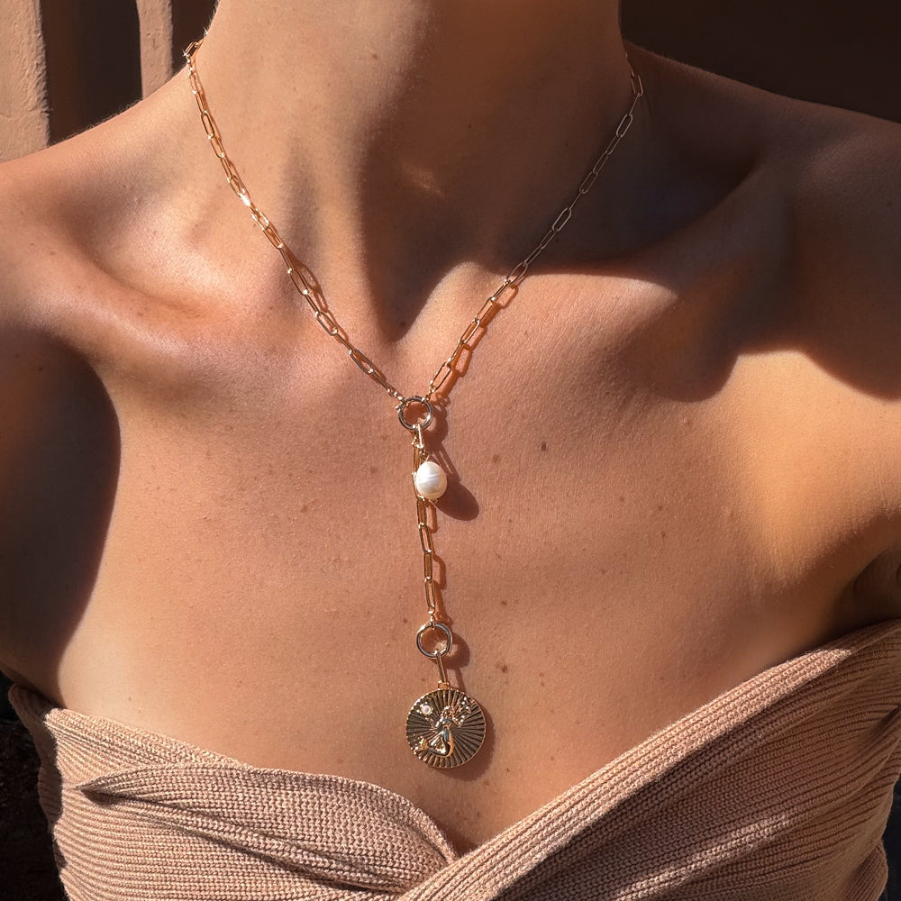 Finn Lariat Necklace: 14k Gold Plated
