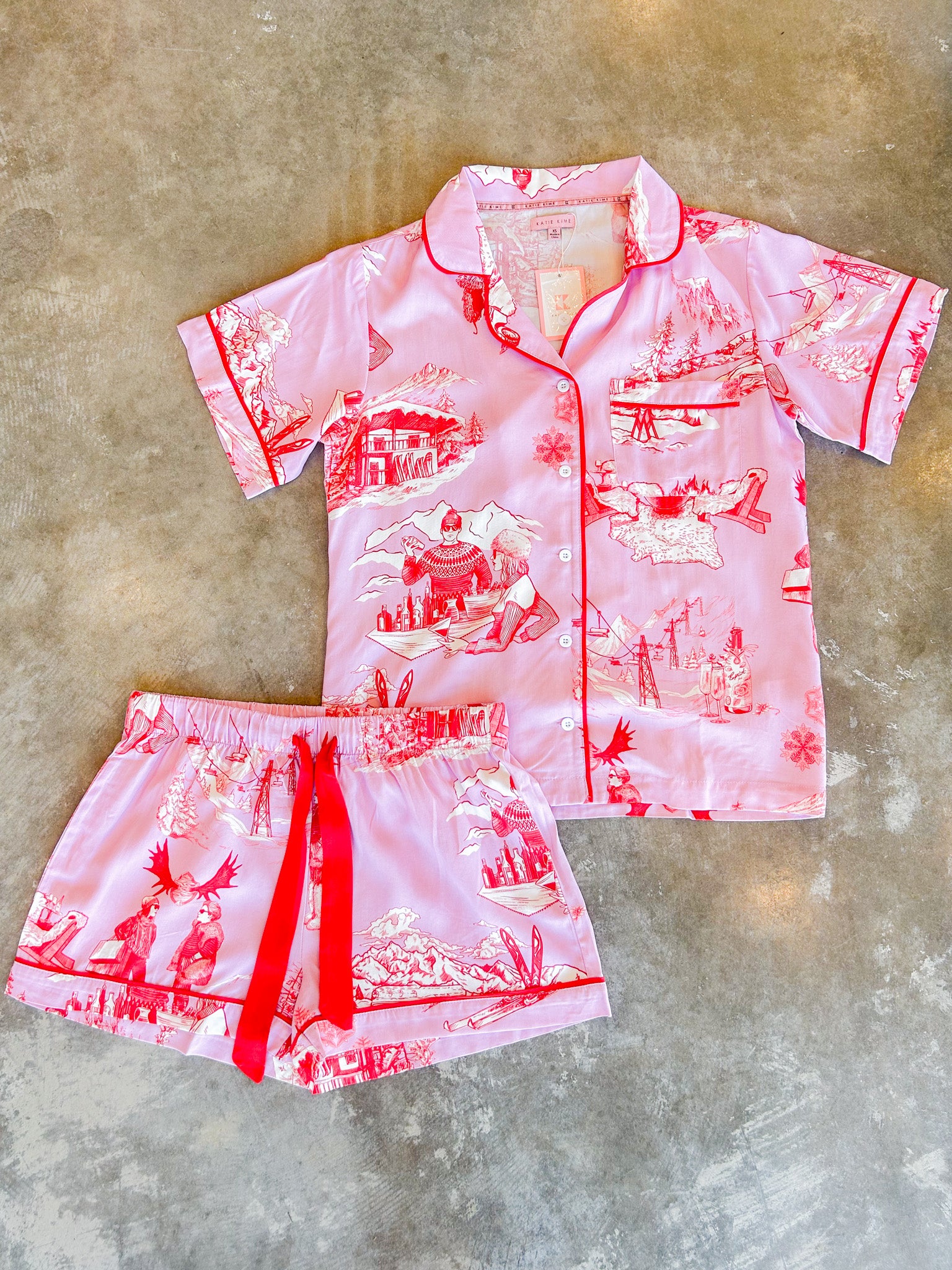 Après Ski Toile Pajama Shorts Set