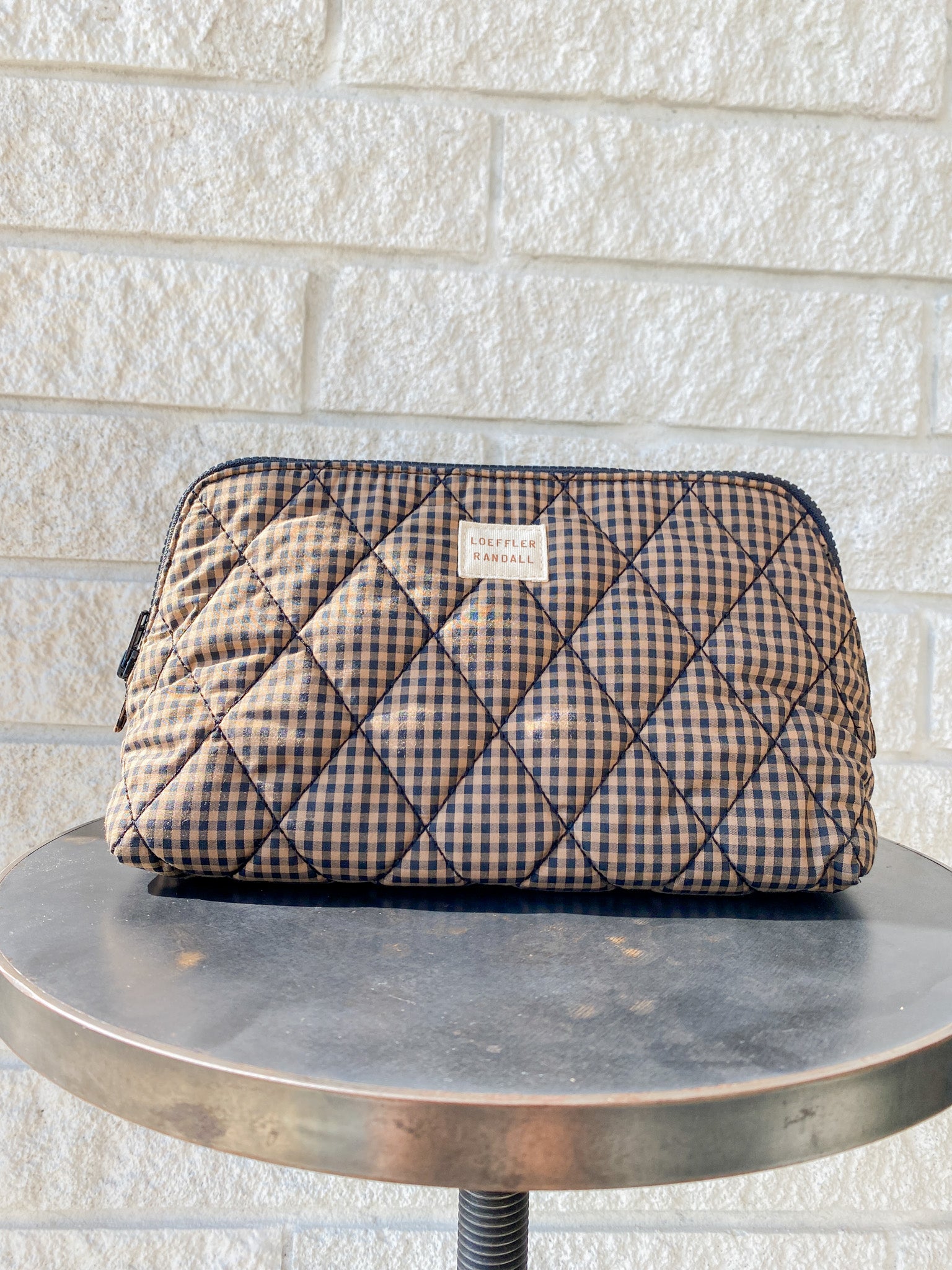 Frances Cosmetic Pouch - Brown/Black Check