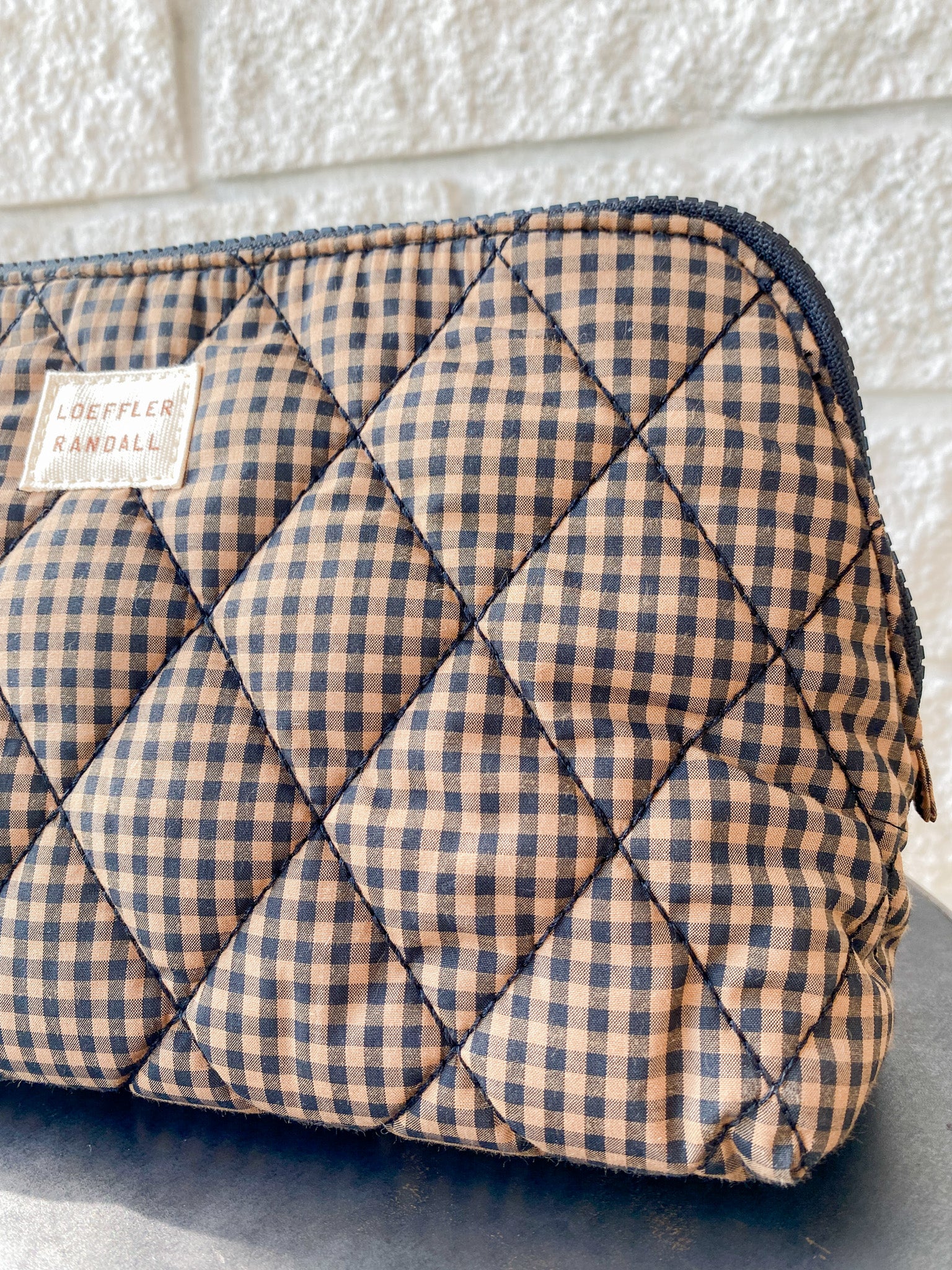 Frances Cosmetic Pouch - Brown/Black Check