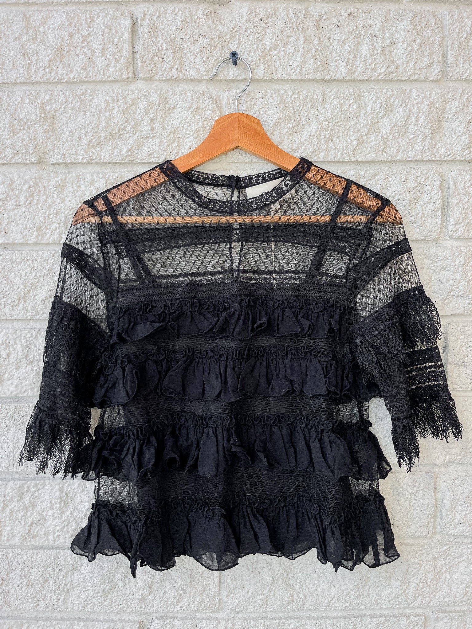 The Winter Mesh Flounce Top