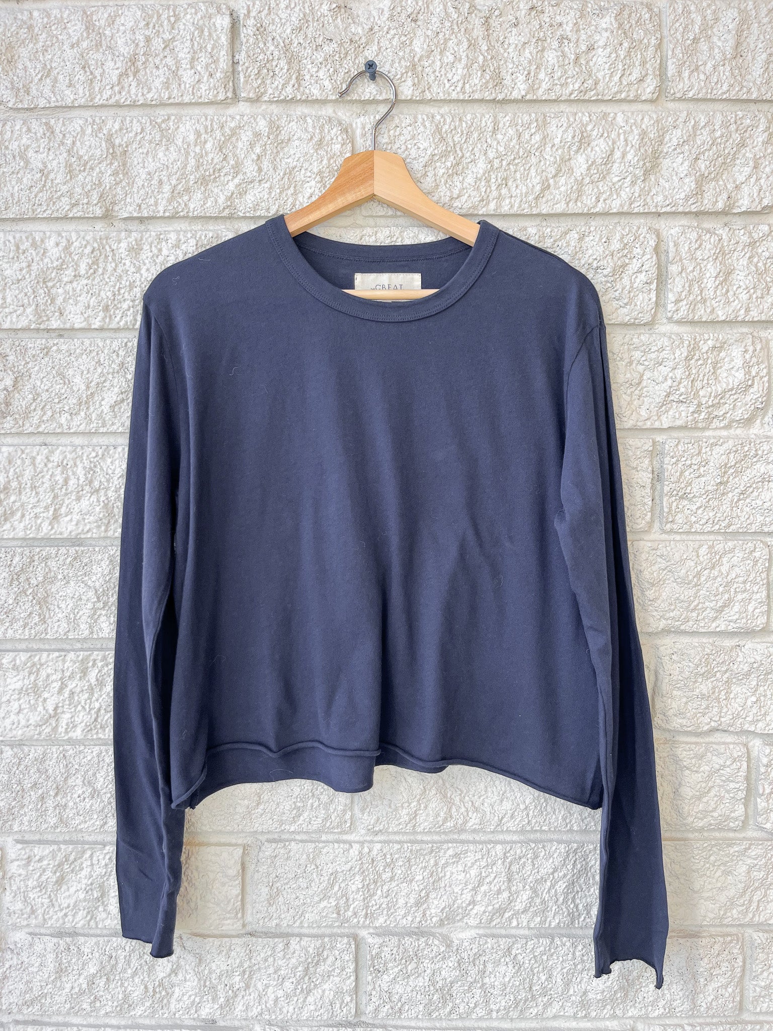 The Long Sleeve Crop Tee - True Navy