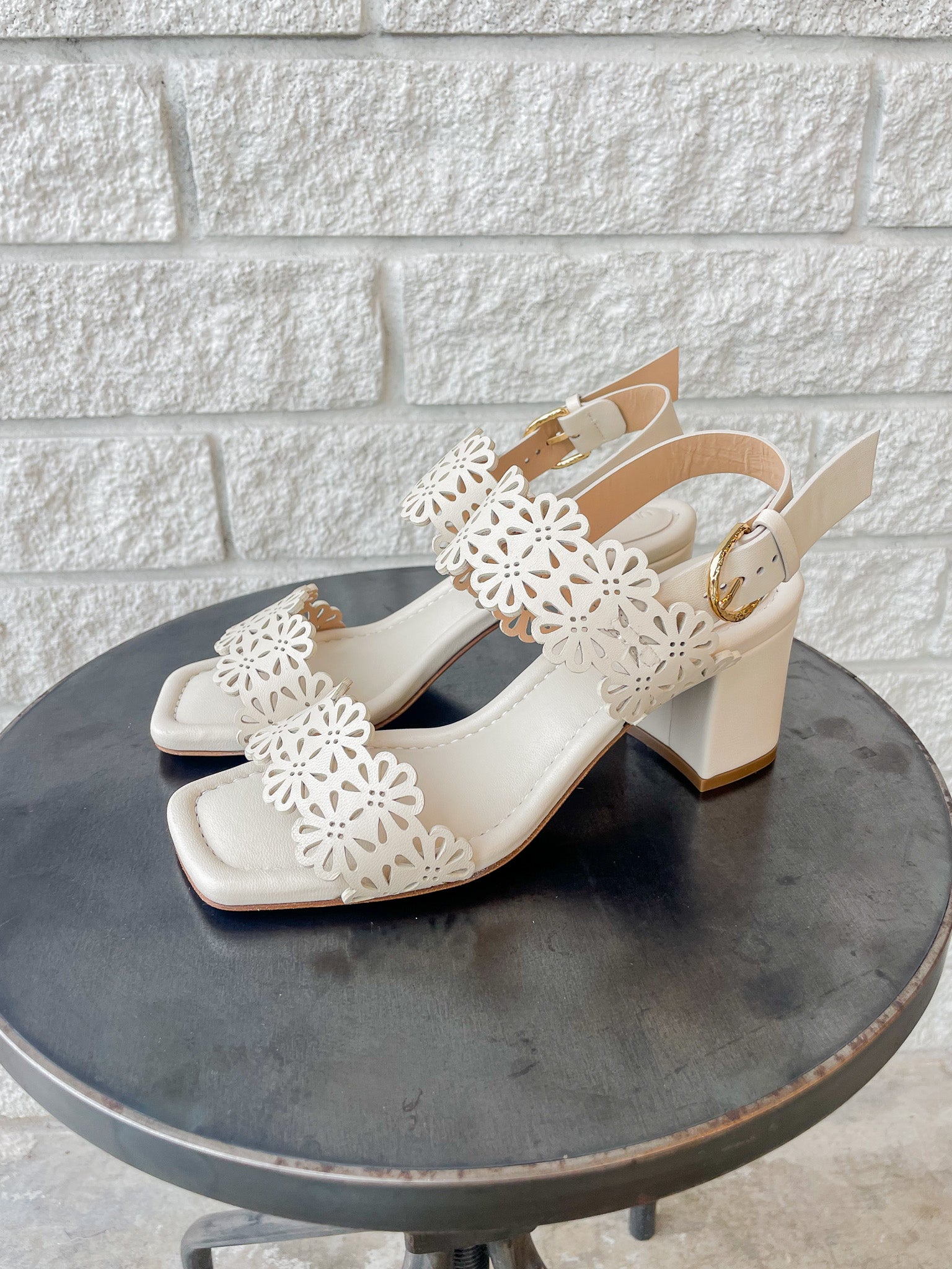 Celeste Eyelet Mid Heel