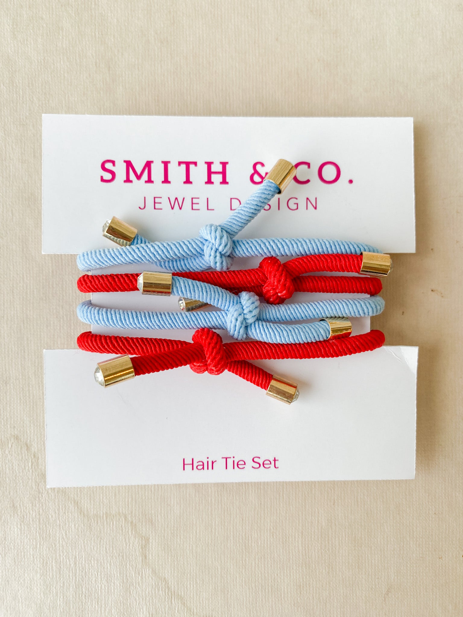 Original Hair Tie Set - Powder Blue / Red
