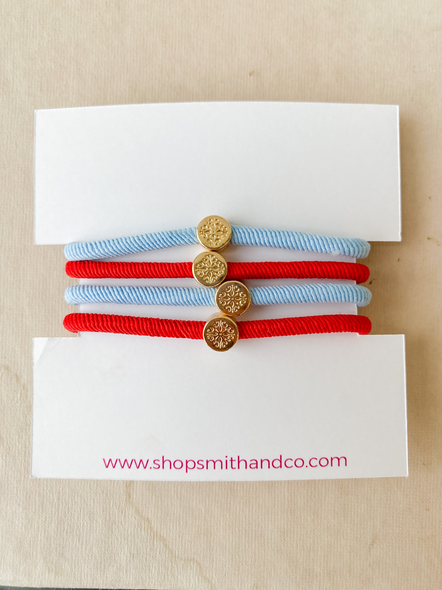 Original Hair Tie Set - Powder Blue / Red