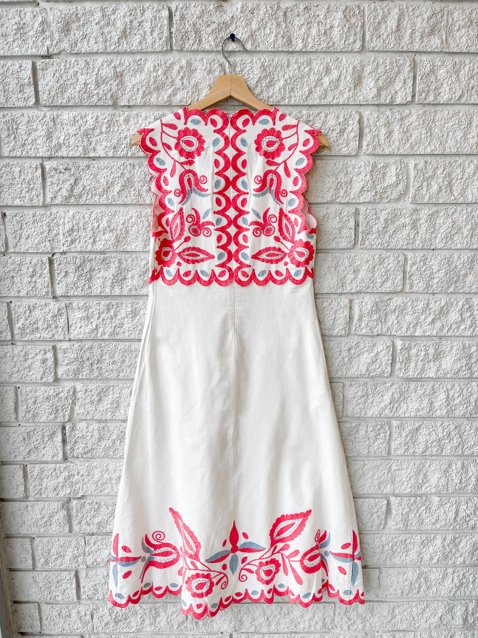 Eevi Embroidered Twill V-Neck Dress