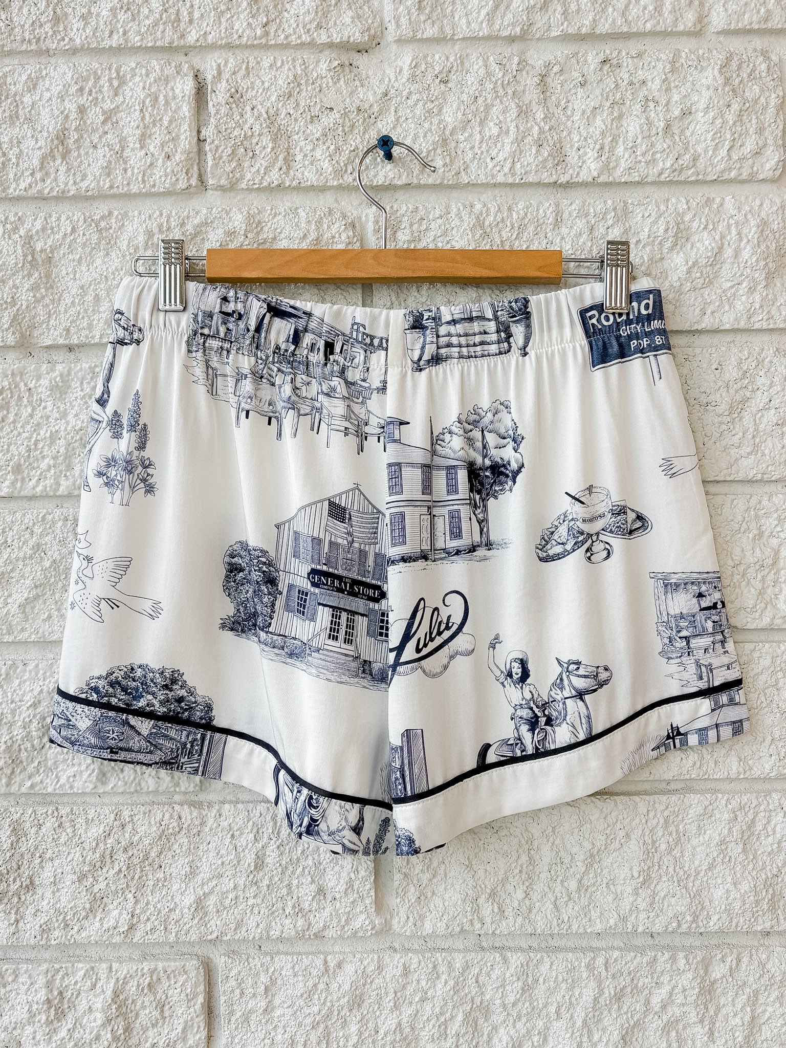 Round Top Toile Pajama Shorts Set