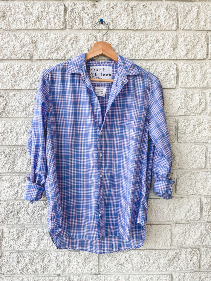 Eileen Relaxed Button Up - Slate Pink Plaid