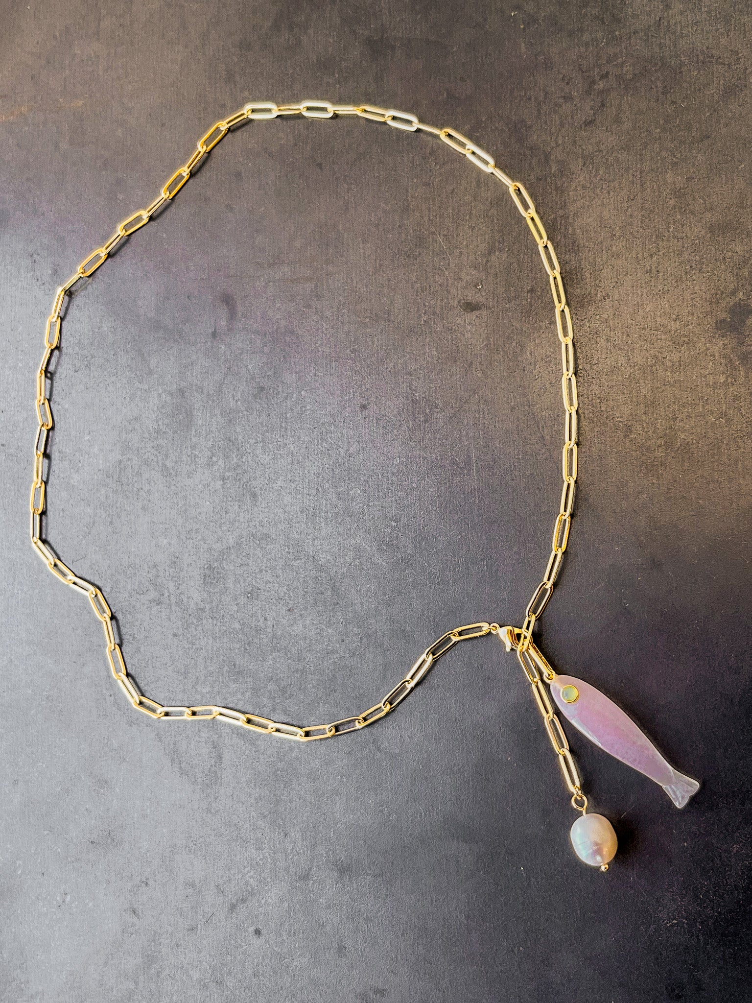 Fortuna Pink Jade Lariat Necklace