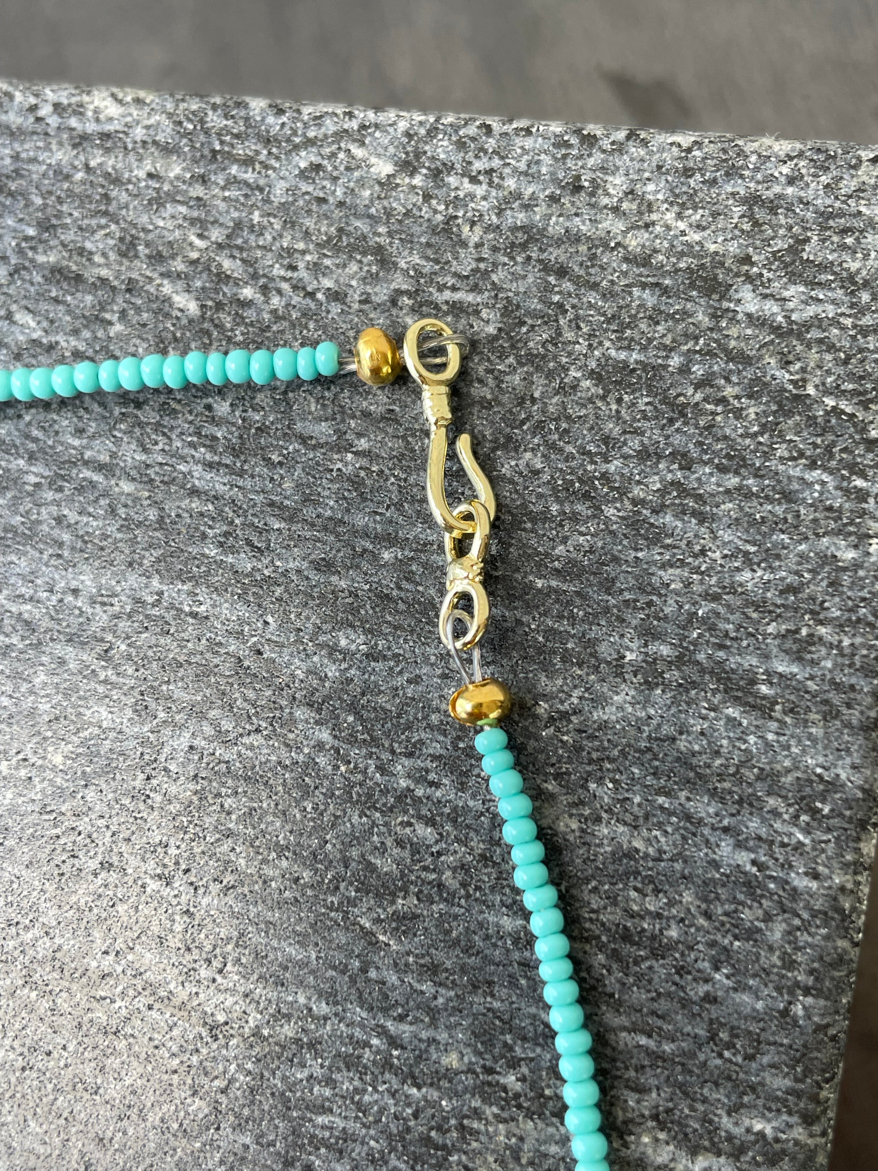 Gold Horseshoe Necklace in Turquoise