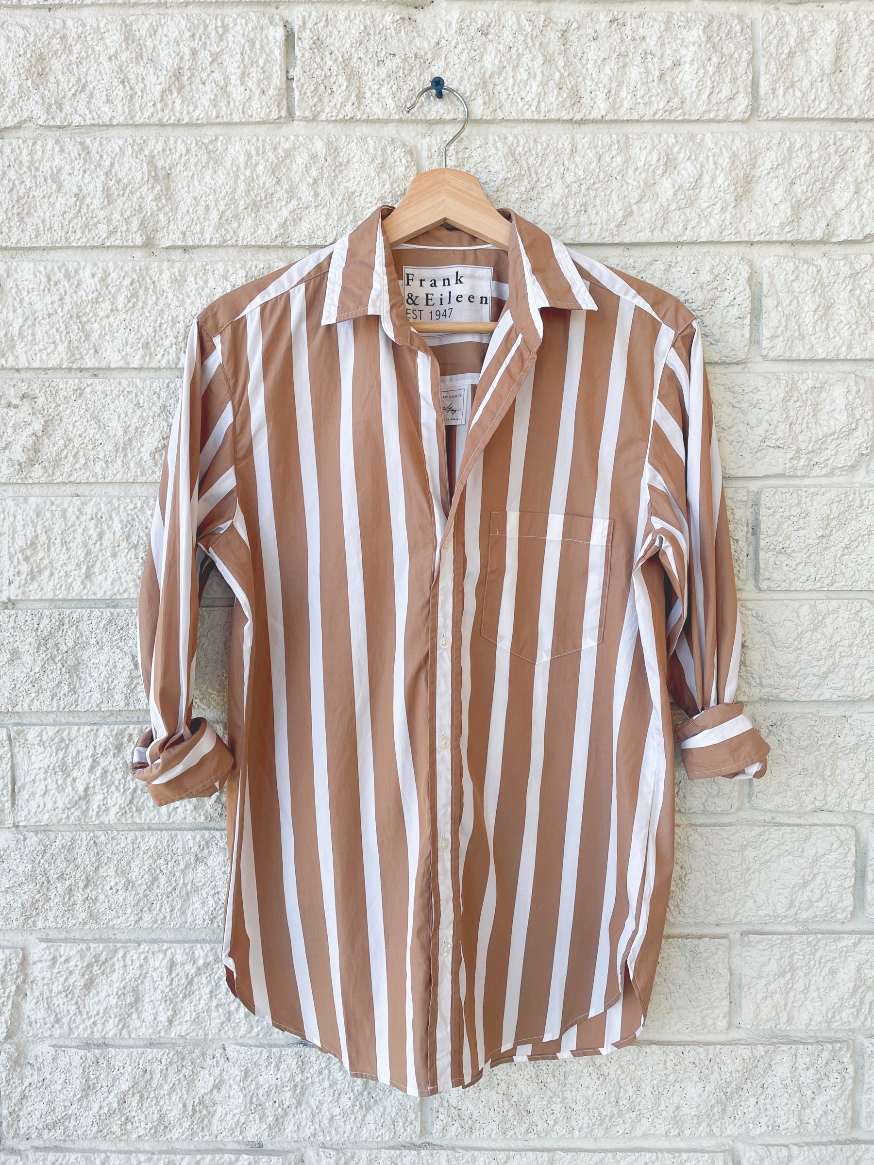 Joedy Button Up Shirt - Wide Camel Stripe