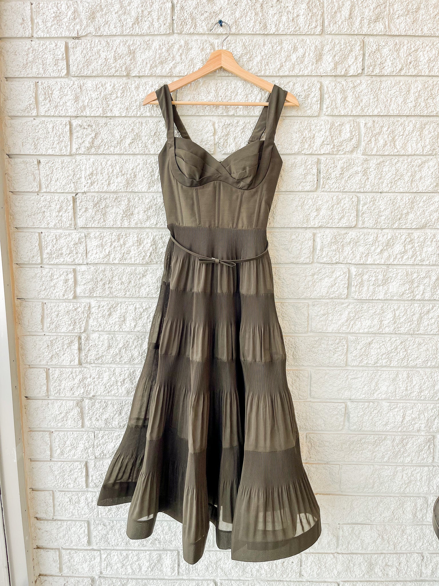 Pleated Draped Midi Dress