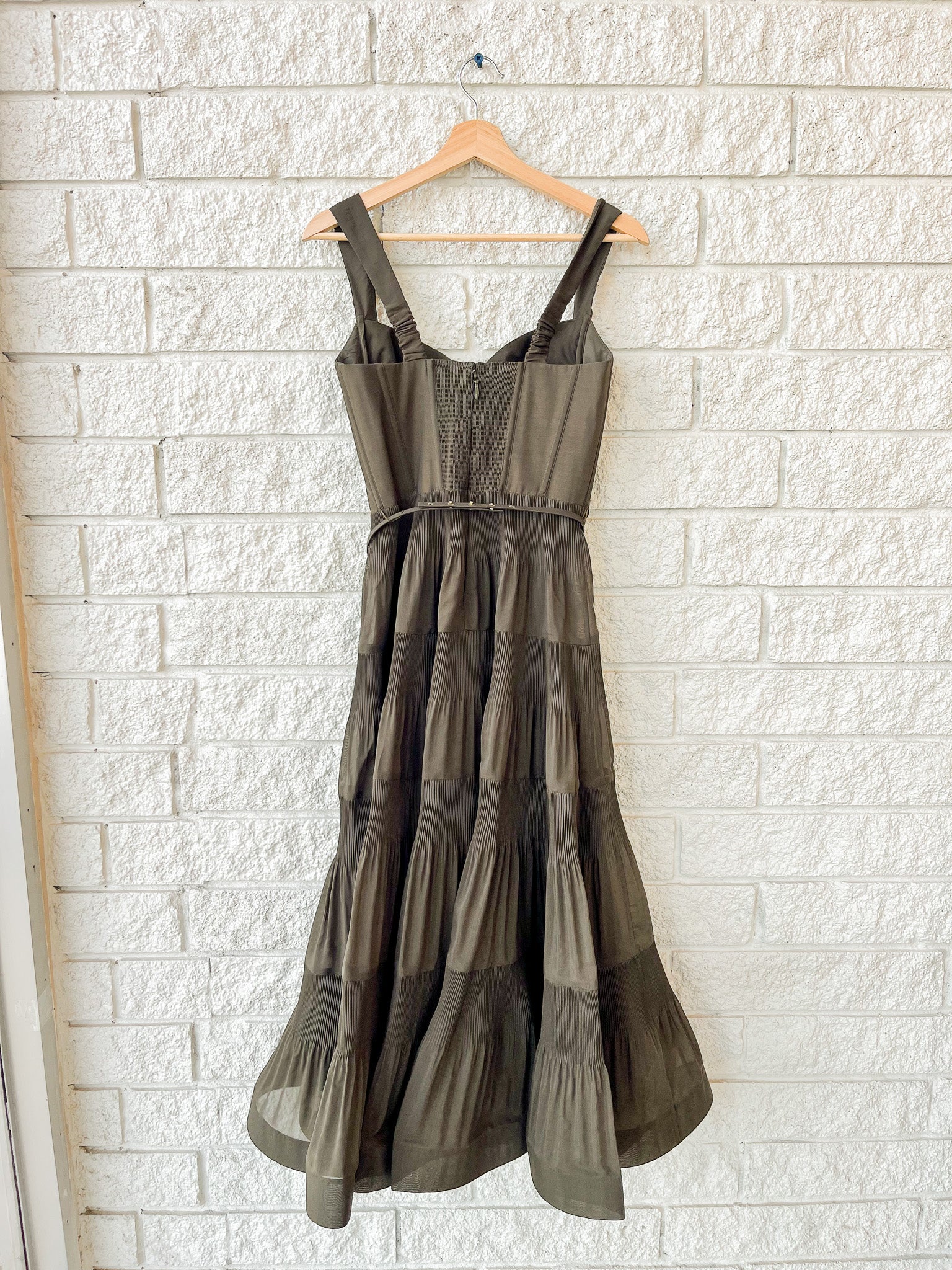 Pleated Draped Midi Dress