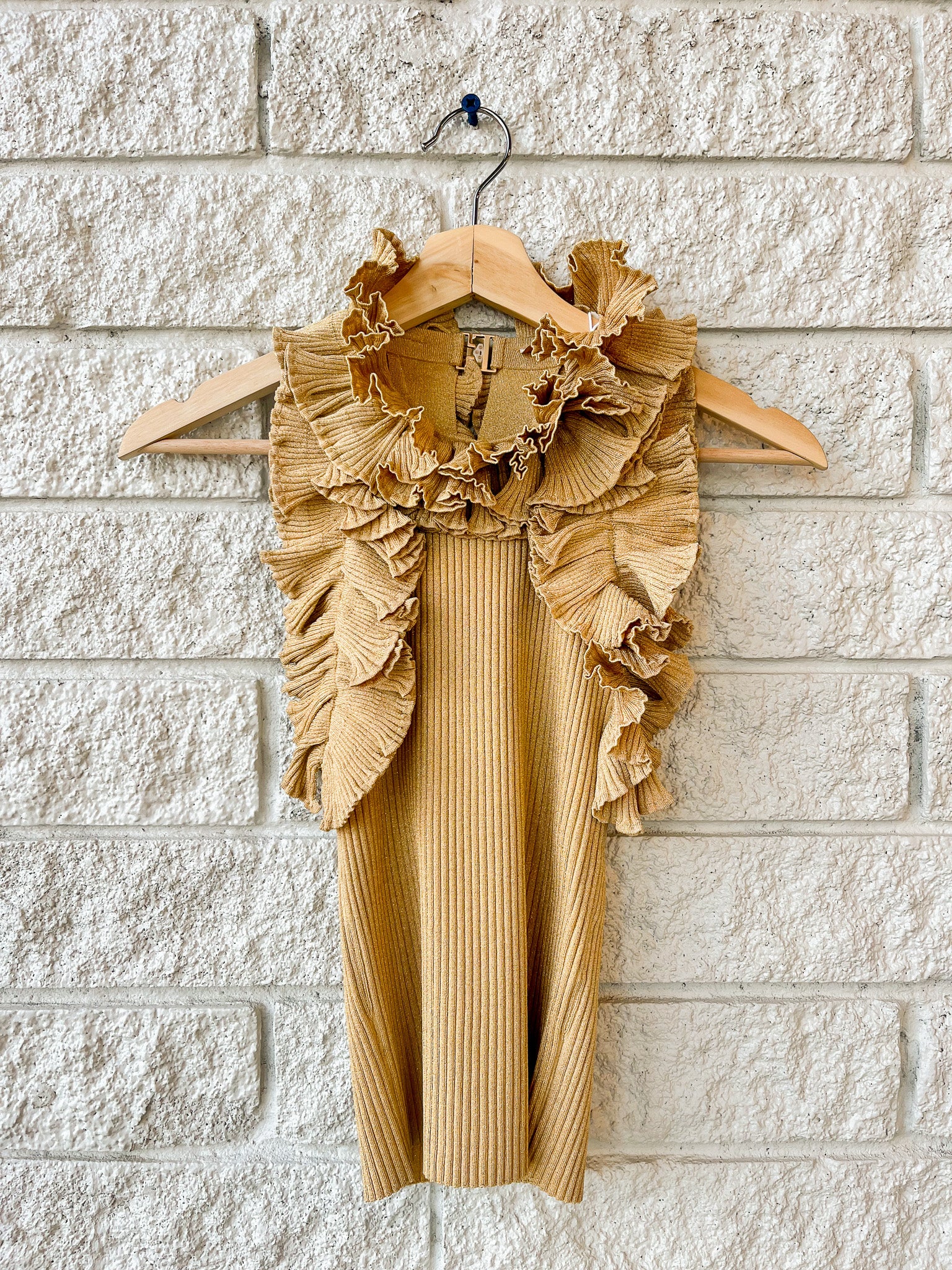 Luna Metallic Ruffle Tank