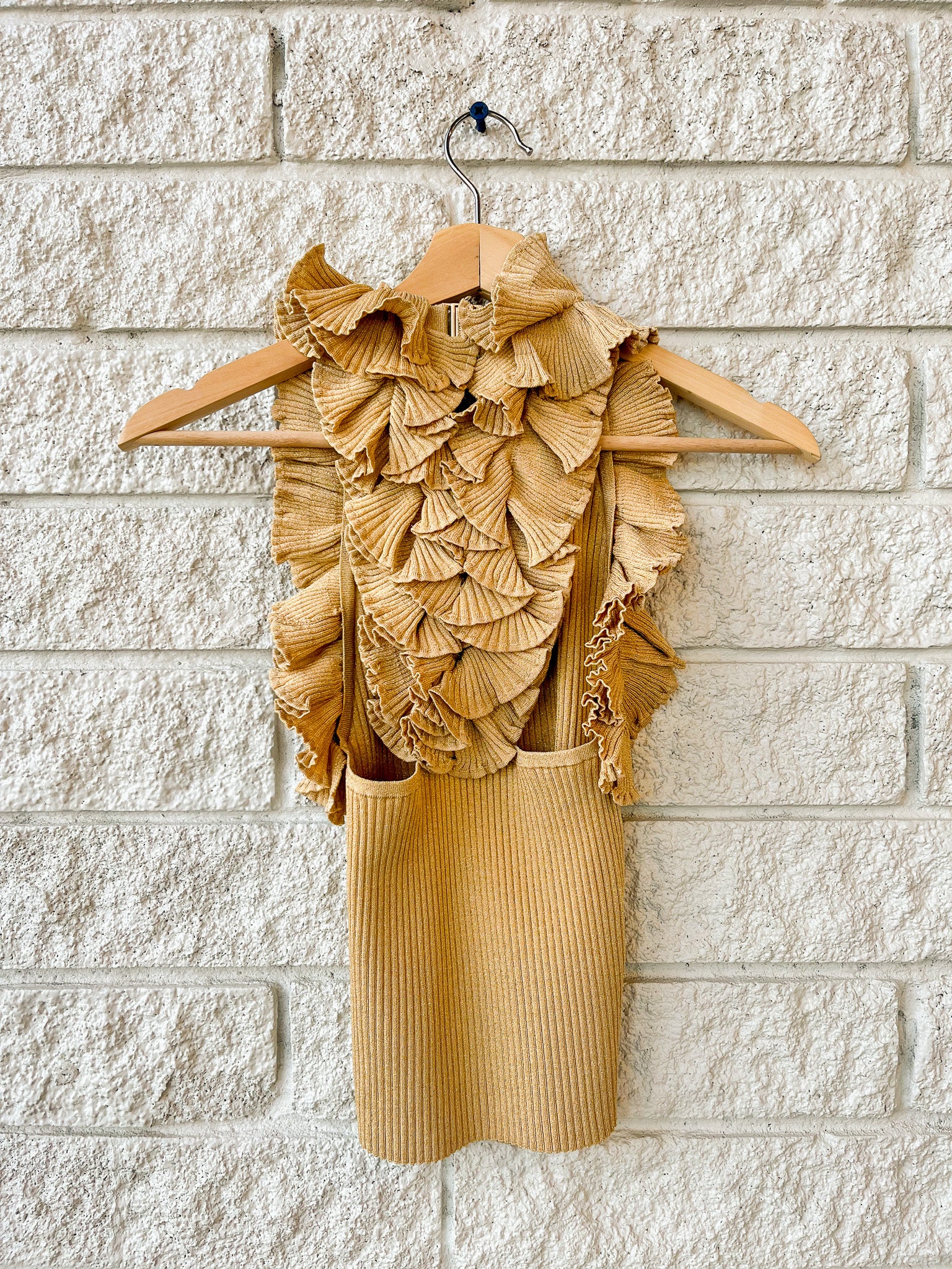 Luna Metallic Ruffle Tank